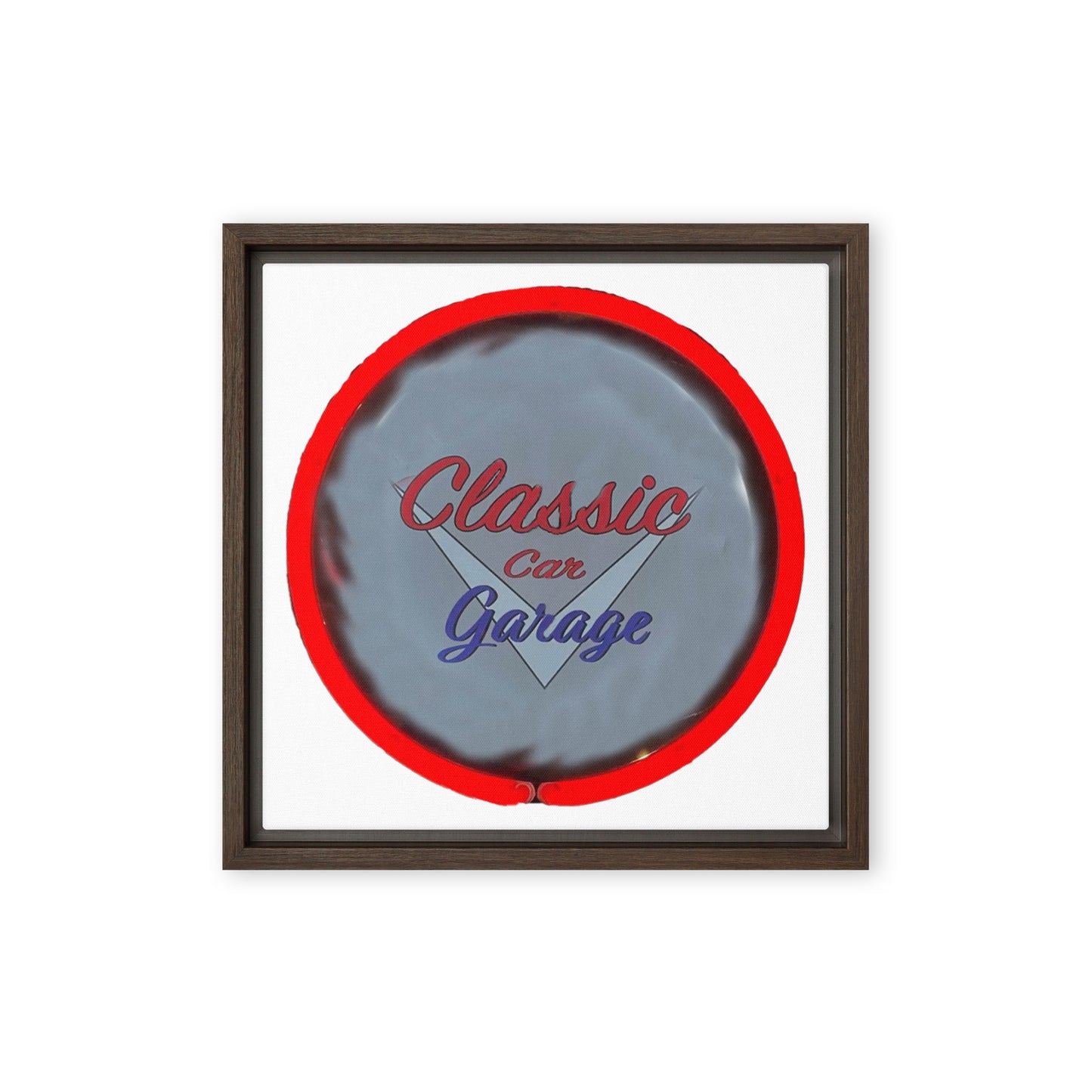 Classic Car Garage Neon Graffiti Style Framed canvas