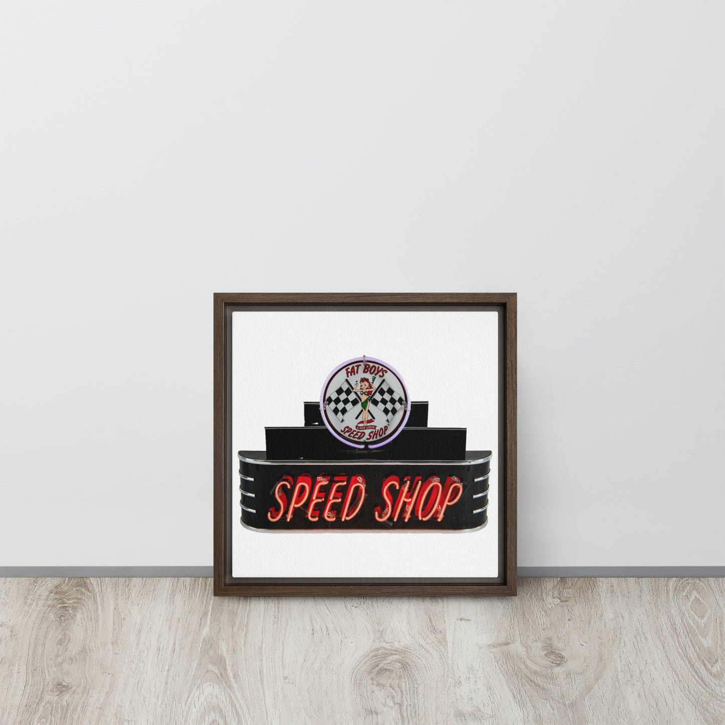 Vintage Neon Speed Shop Sign Framed canvas