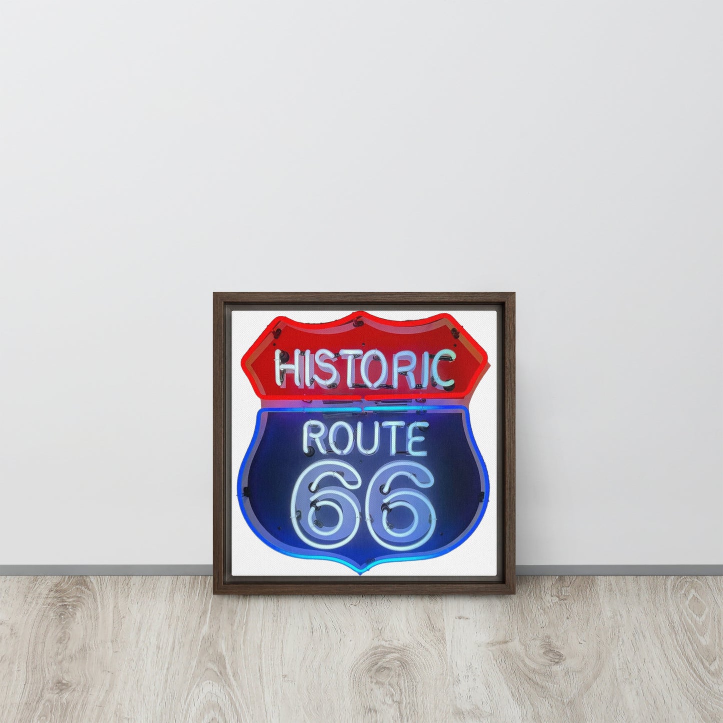 Vintage Route 66 Neon Style Framed canvas