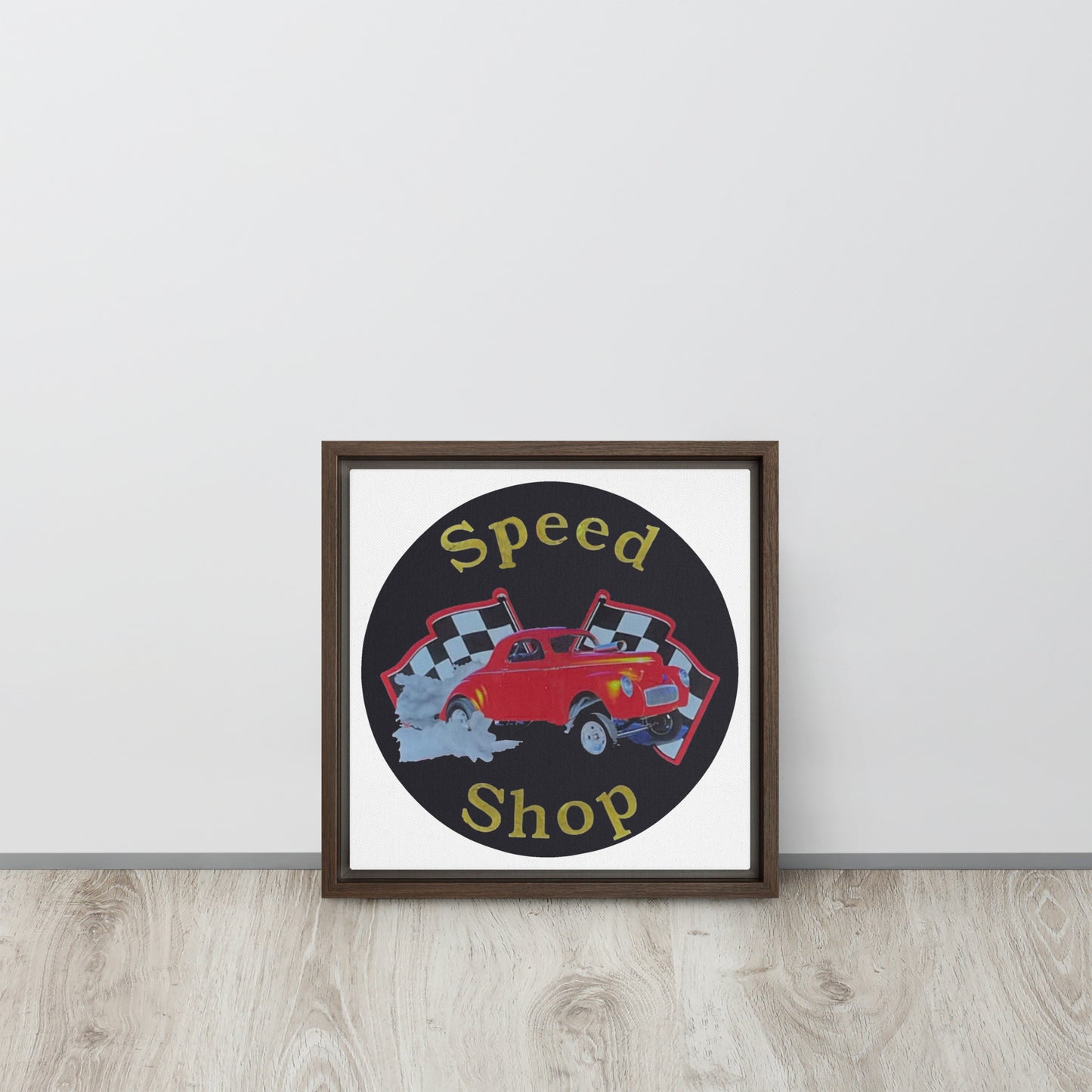 Retro Speed Shop Tin Style Framed canvas