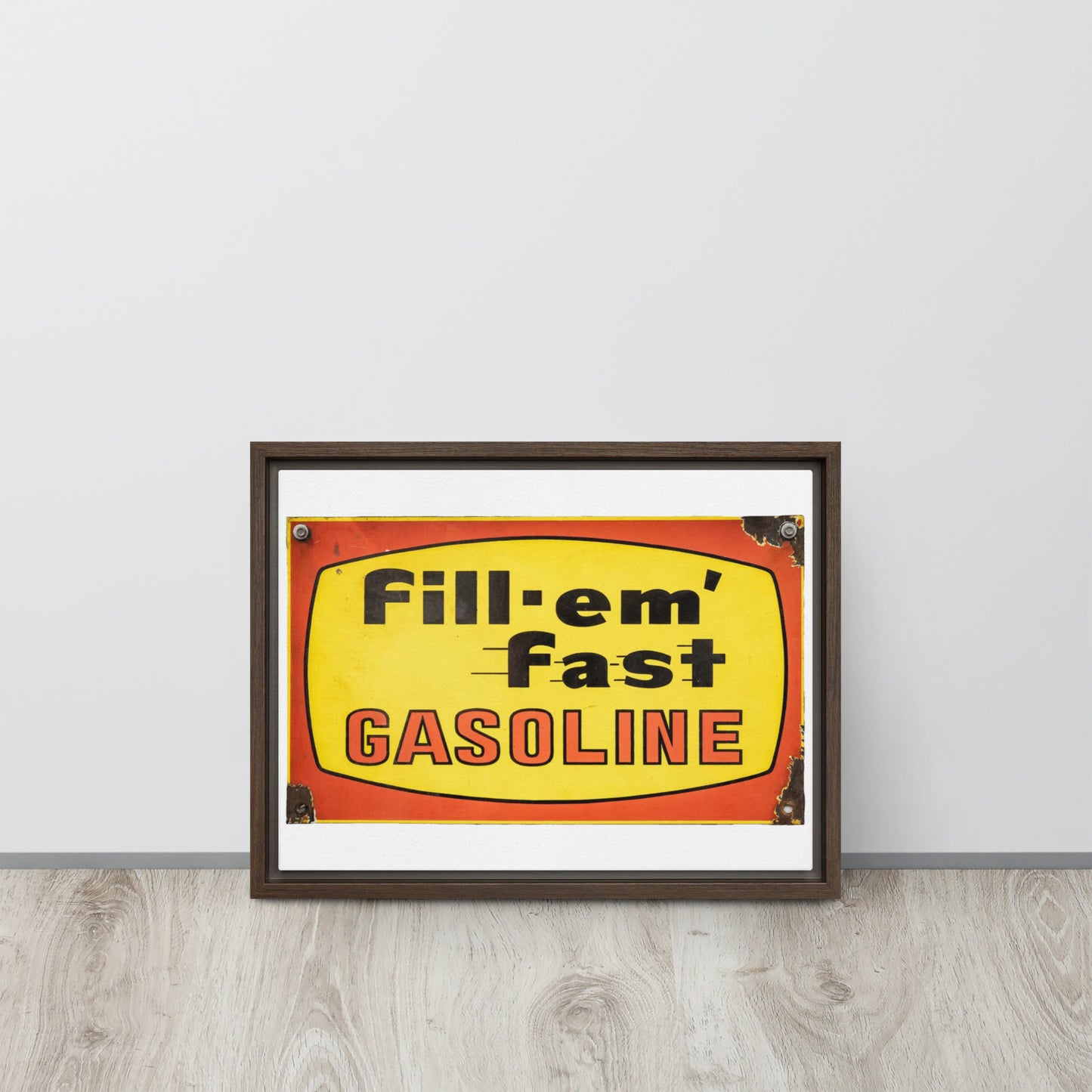 Vintage Gas Sign Patina Style Framed canvas