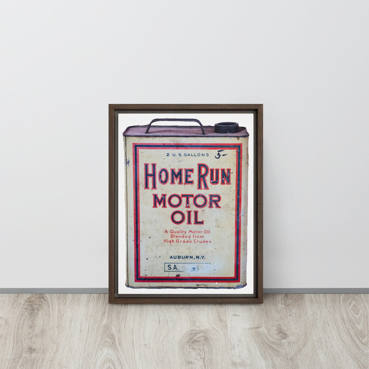 Vintage Home Run Oil Can Framed canvas