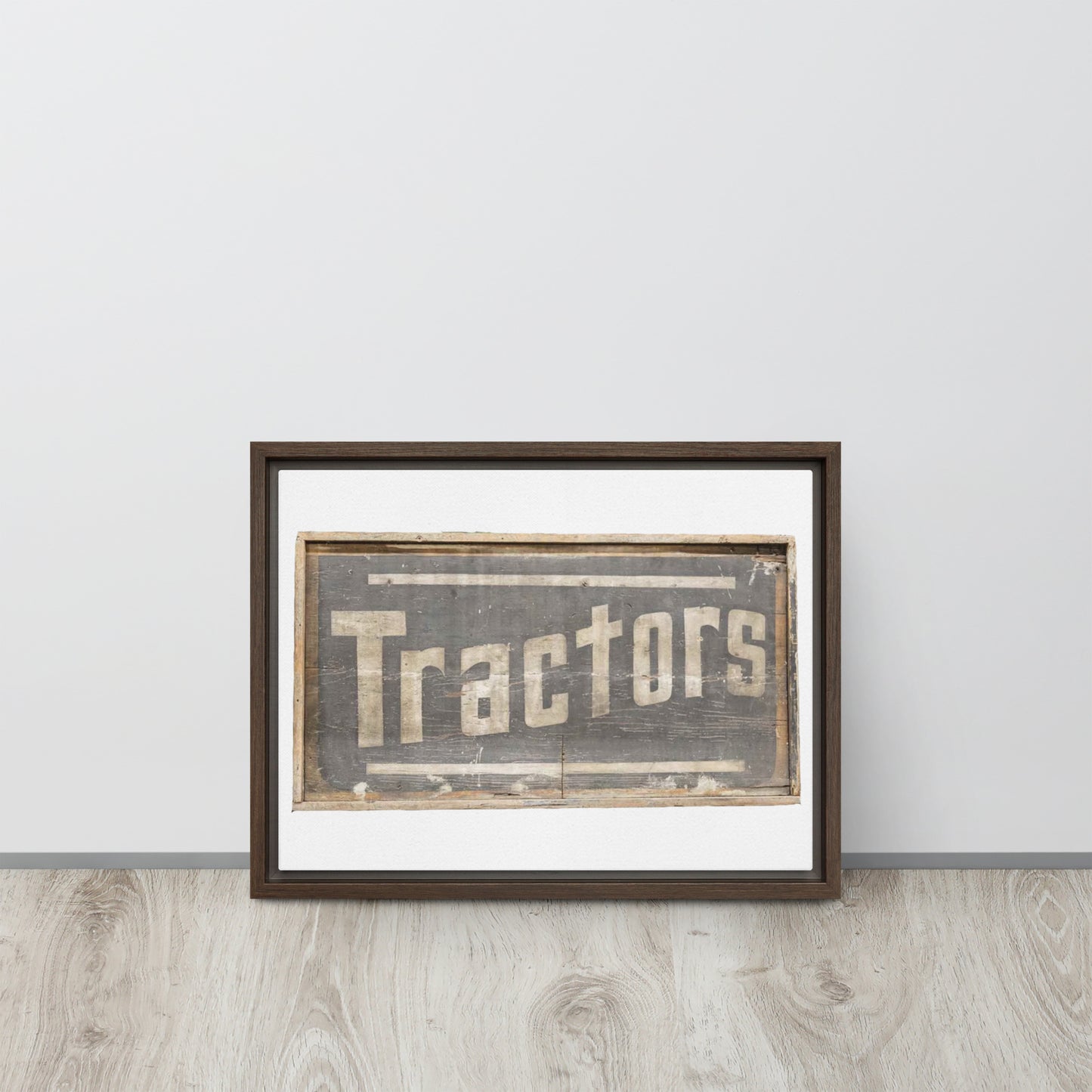 Retro Tractors Sign Wood Style Framed canvas