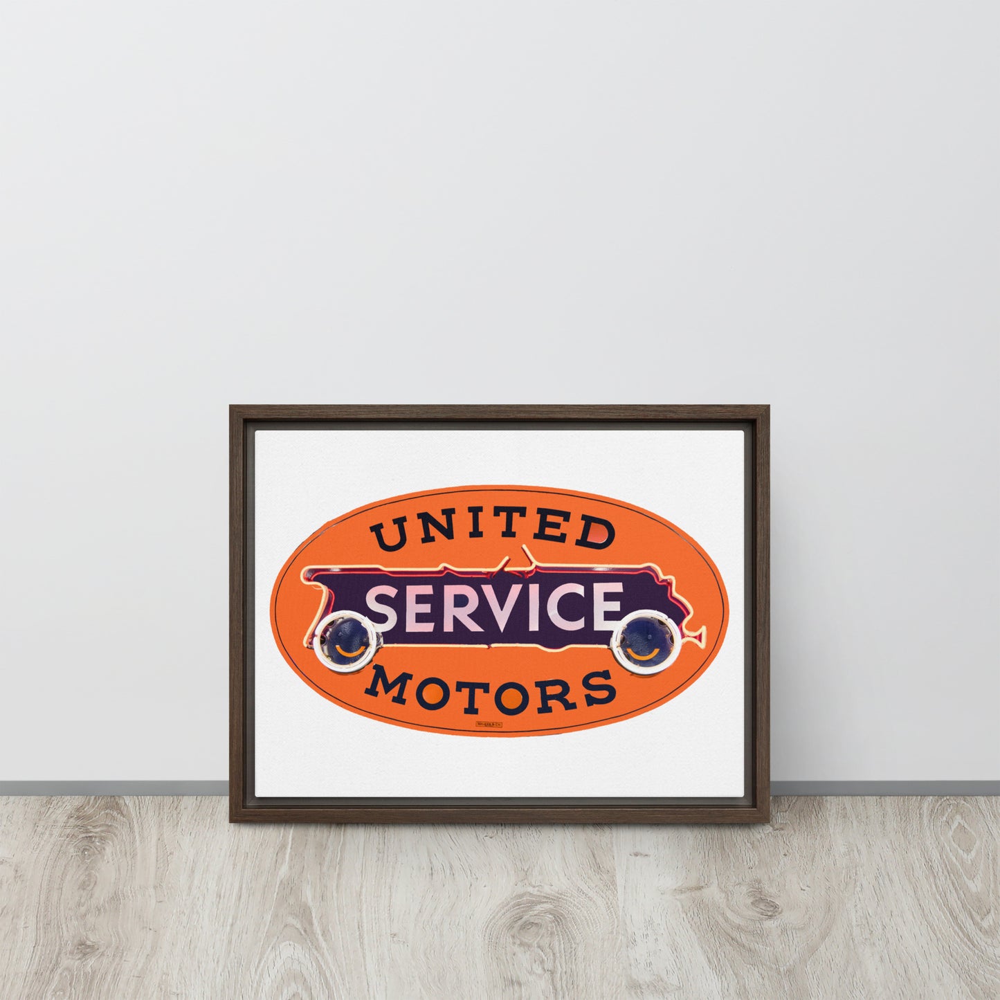 Vintage United Service Motor Neon Style Unlit Framed canvas