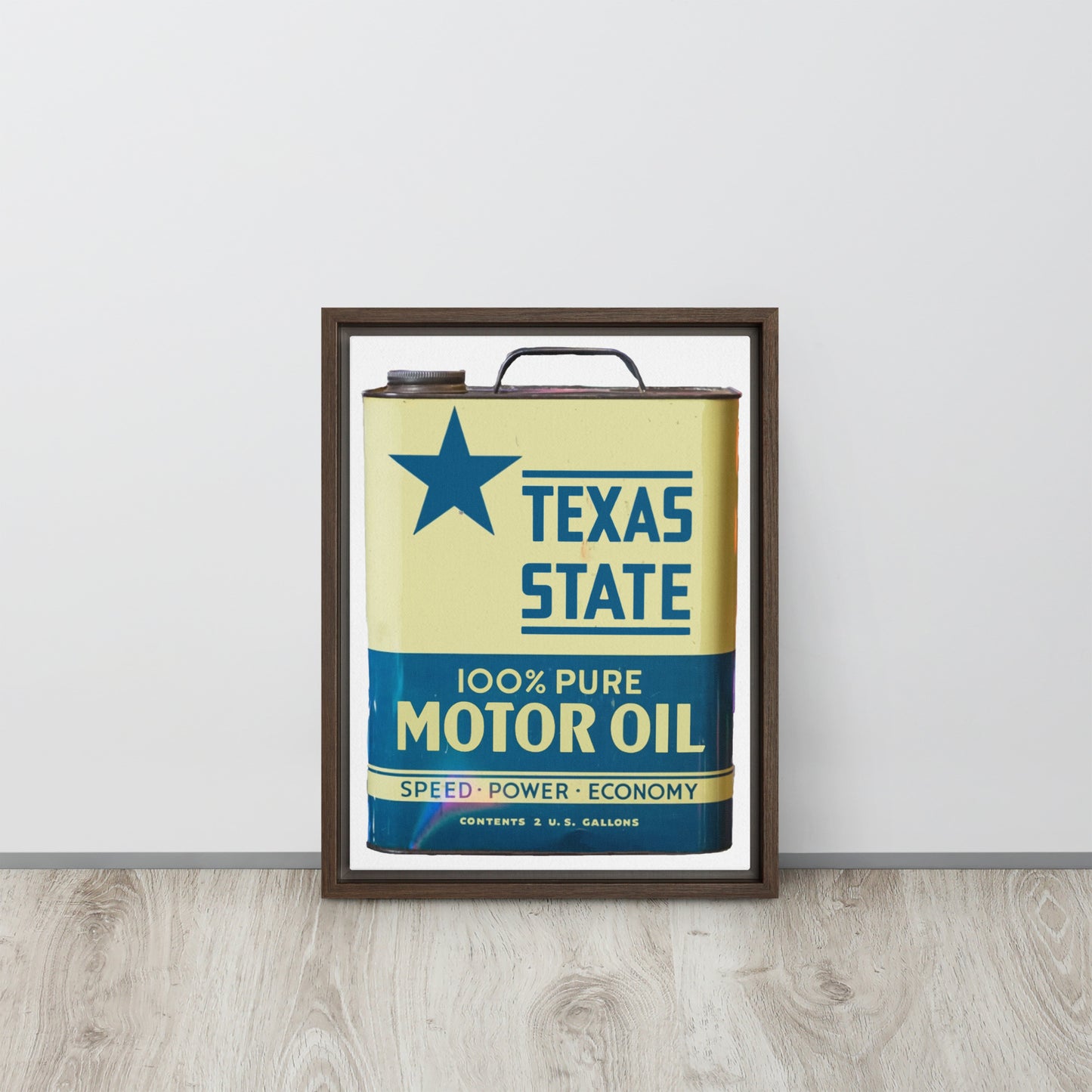 Vintage Texas Motor Oil Can Gallon Design Framed canvas