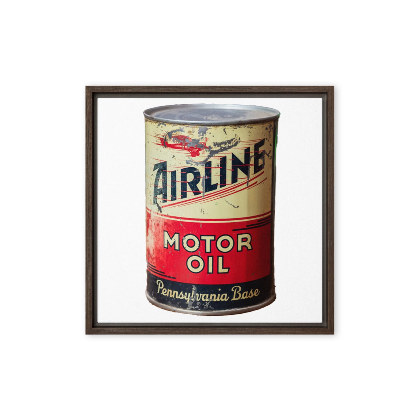 Aviation Oil Soup Can Style Framed canvas