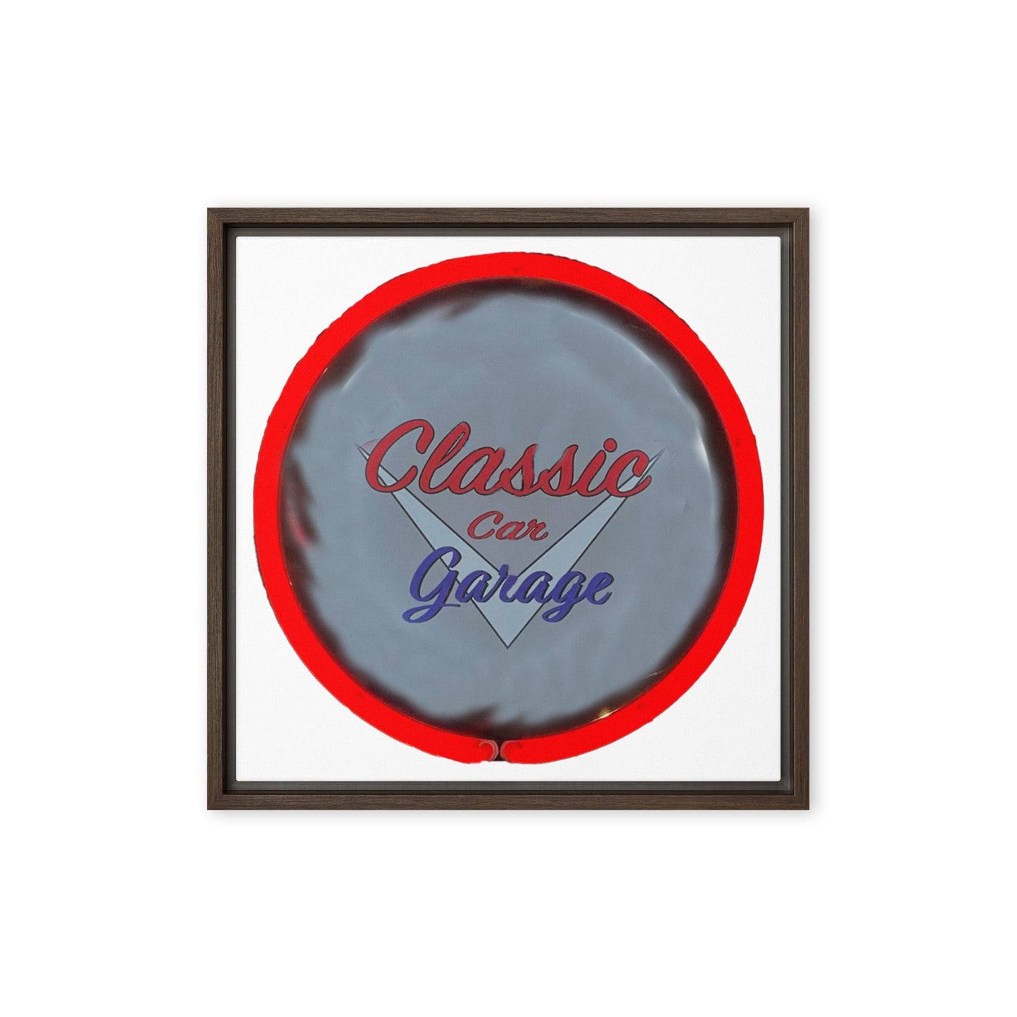 Classic Car Garage Neon Graffiti Style Framed canvas