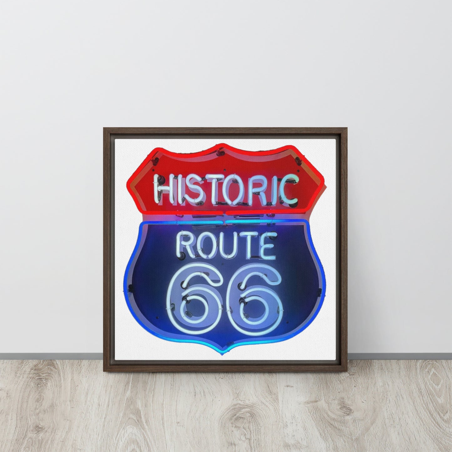 Vintage Route 66 Neon Style Framed canvas