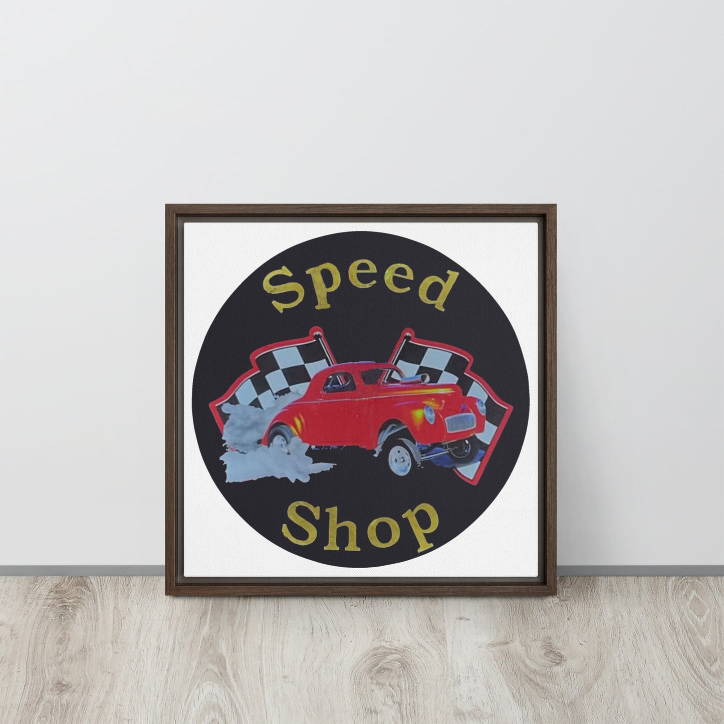 Retro Speed Shop Tin Style Framed canvas