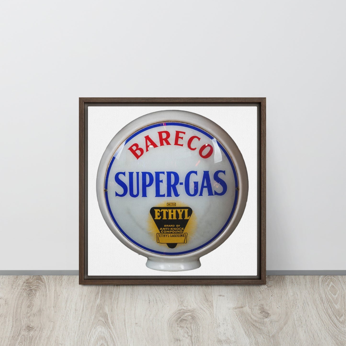 Retro Super Gas Globe Style Framed canvas