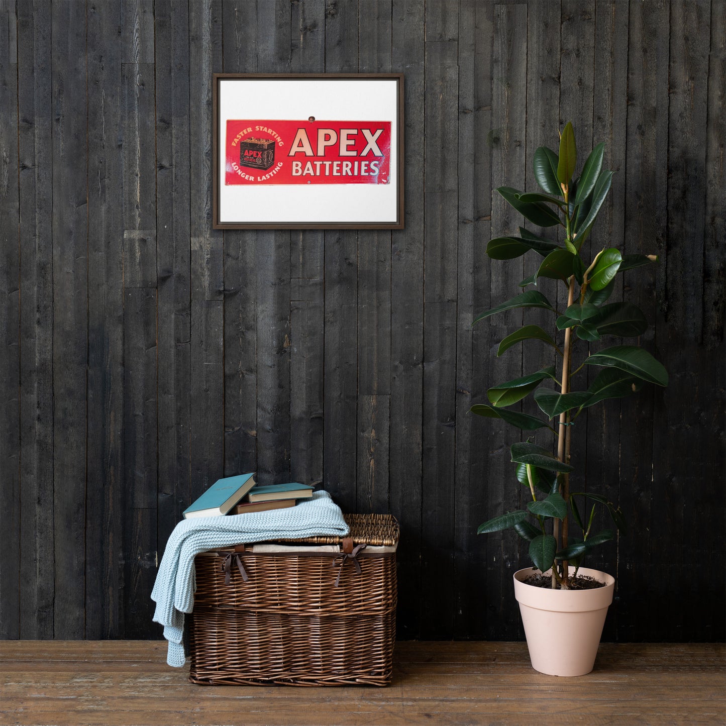 Apex Batteries Retro Tin Style Framed canvas