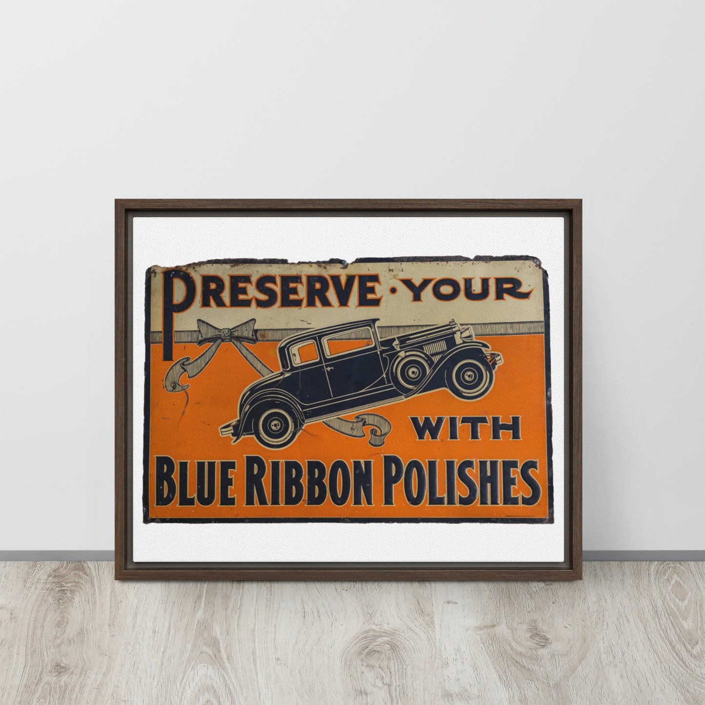 Blue Ribbon Patina Tin Style Framed canvas