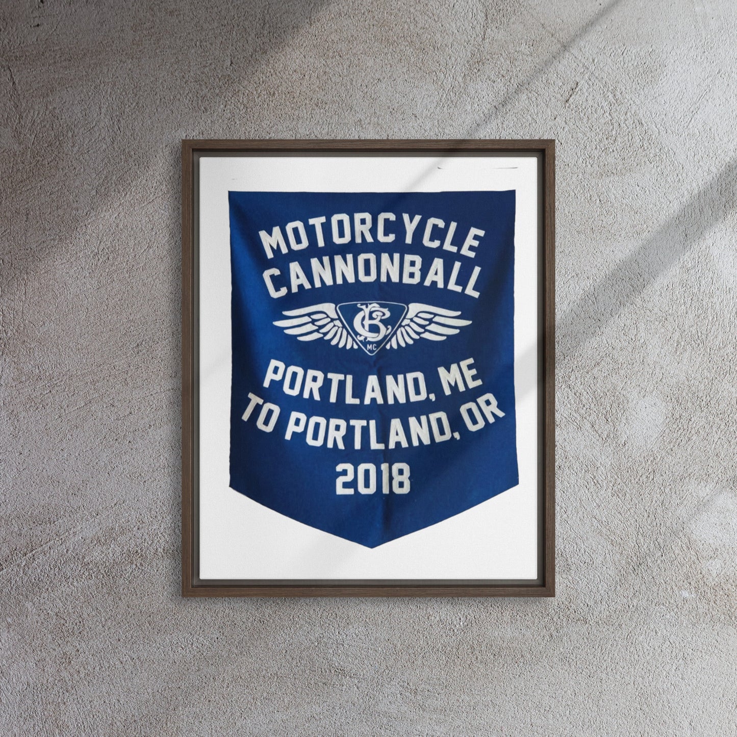 Cannonball Run MC Banner Style Framed canvas