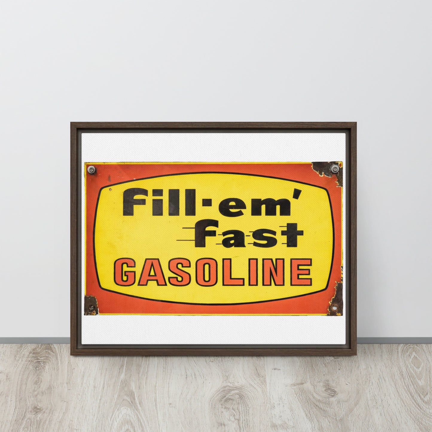 Vintage Gas Sign Patina Style Framed canvas