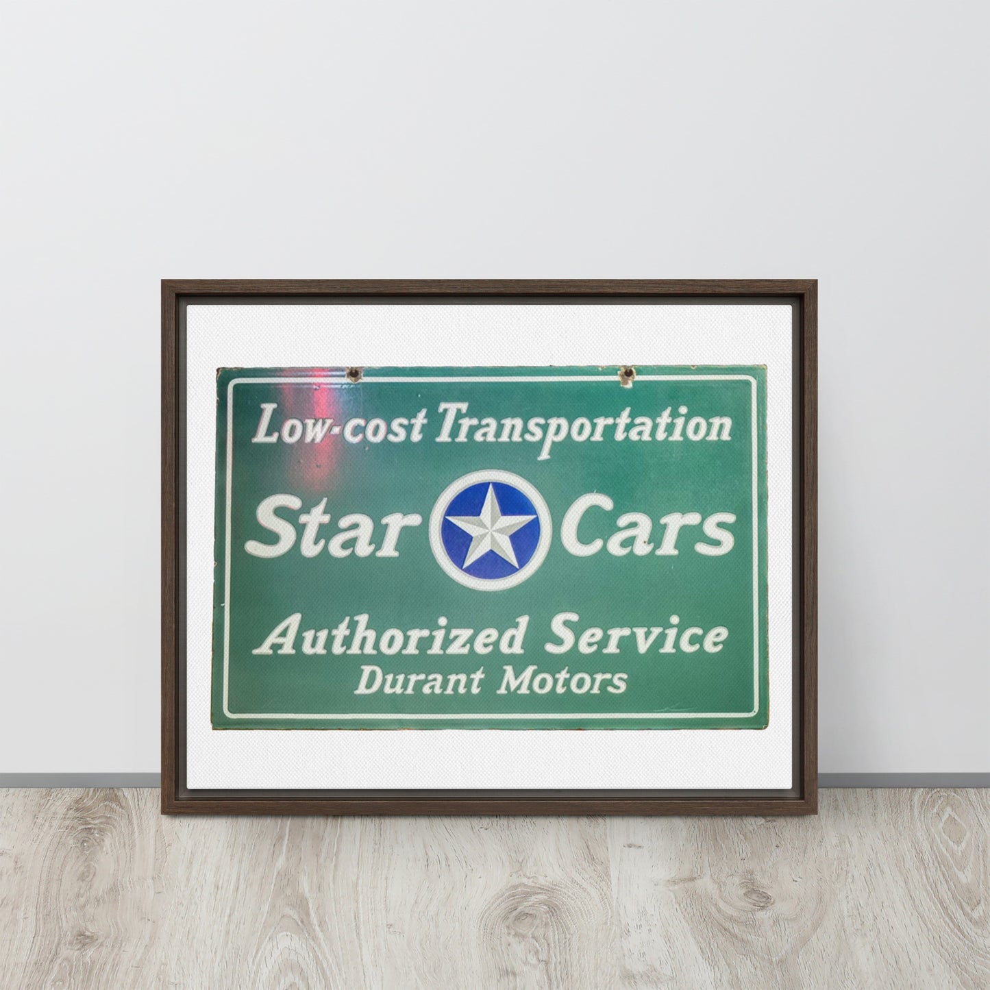 Retro Star Cars Porcelin Style Painted Framed canvas