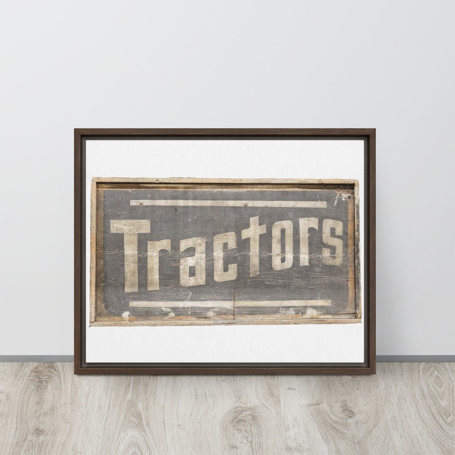 Retro Tractors Sign Wood Style Framed canvas