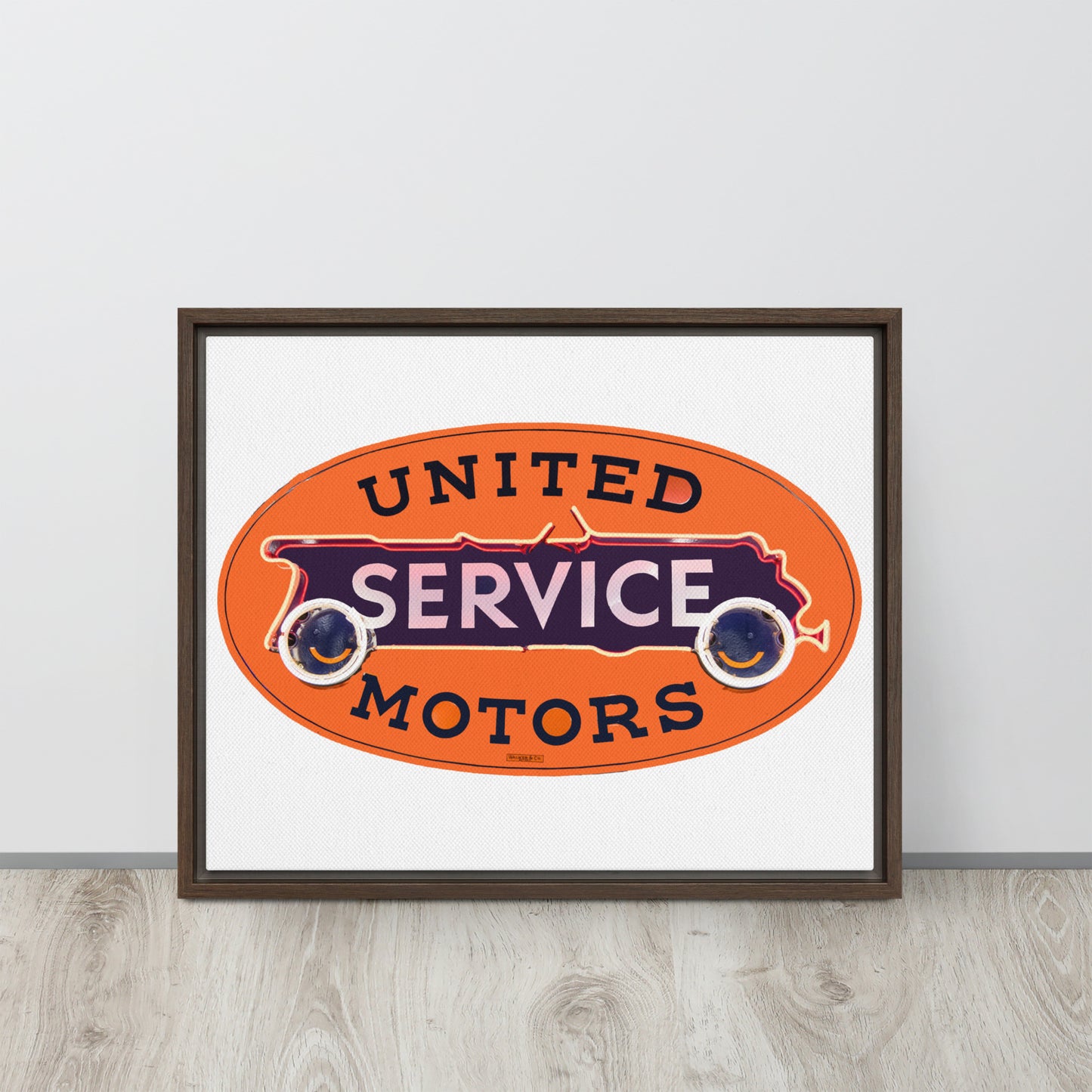 Vintage United Service Motor Neon Style Unlit Framed canvas