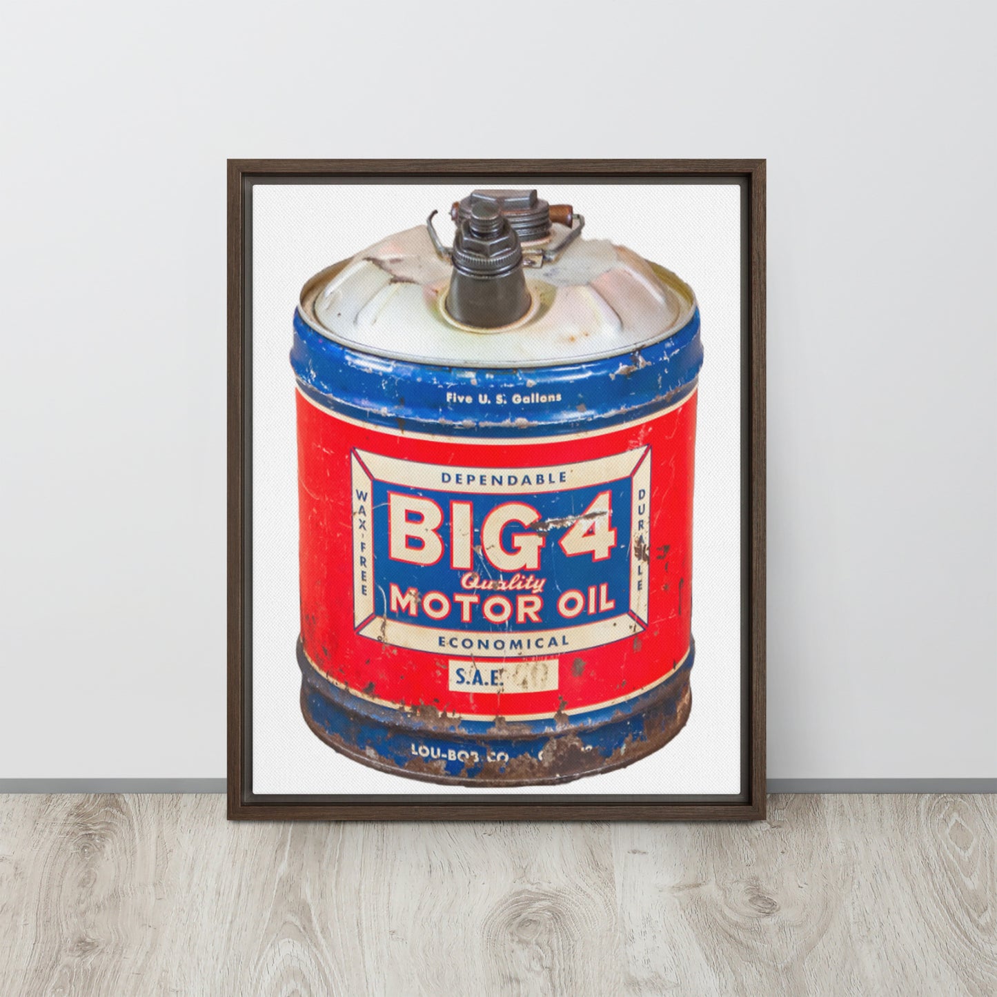 Vintage Motor Oil Steel Gallon Style Framed canvas