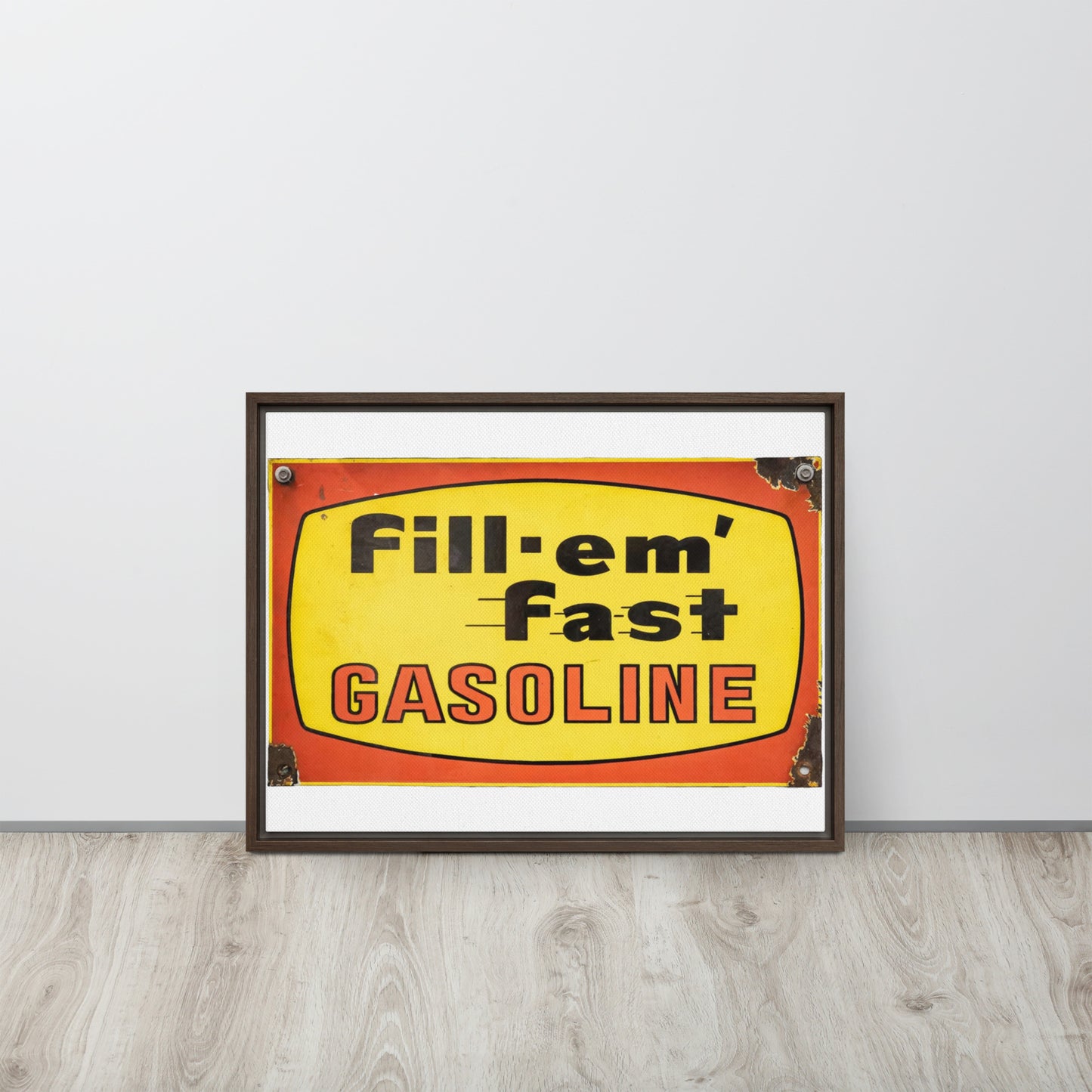 Vintage Gas Sign Patina Style Framed canvas