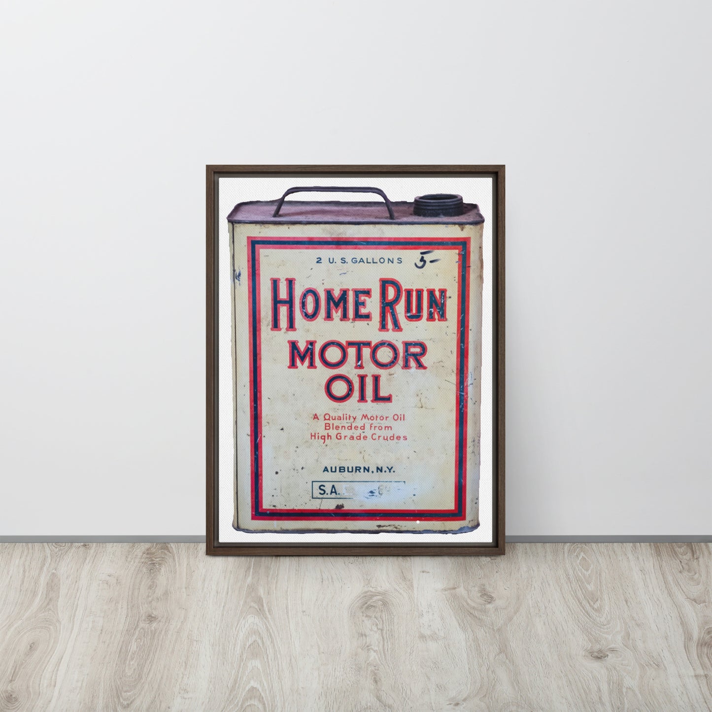 Vintage Home Run Oil Can Framed canvas