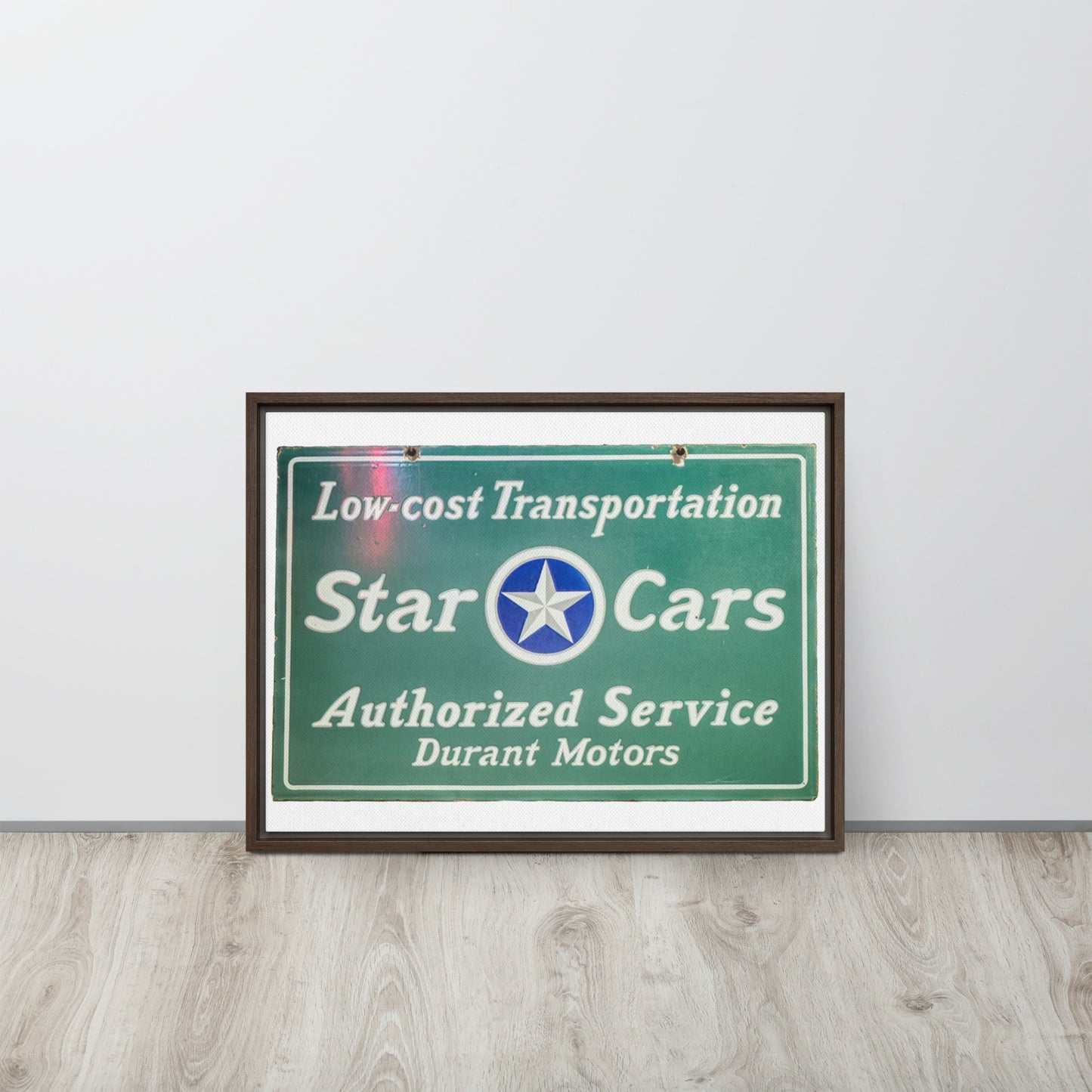 Retro Star Cars Porcelin Style Painted Framed canvas