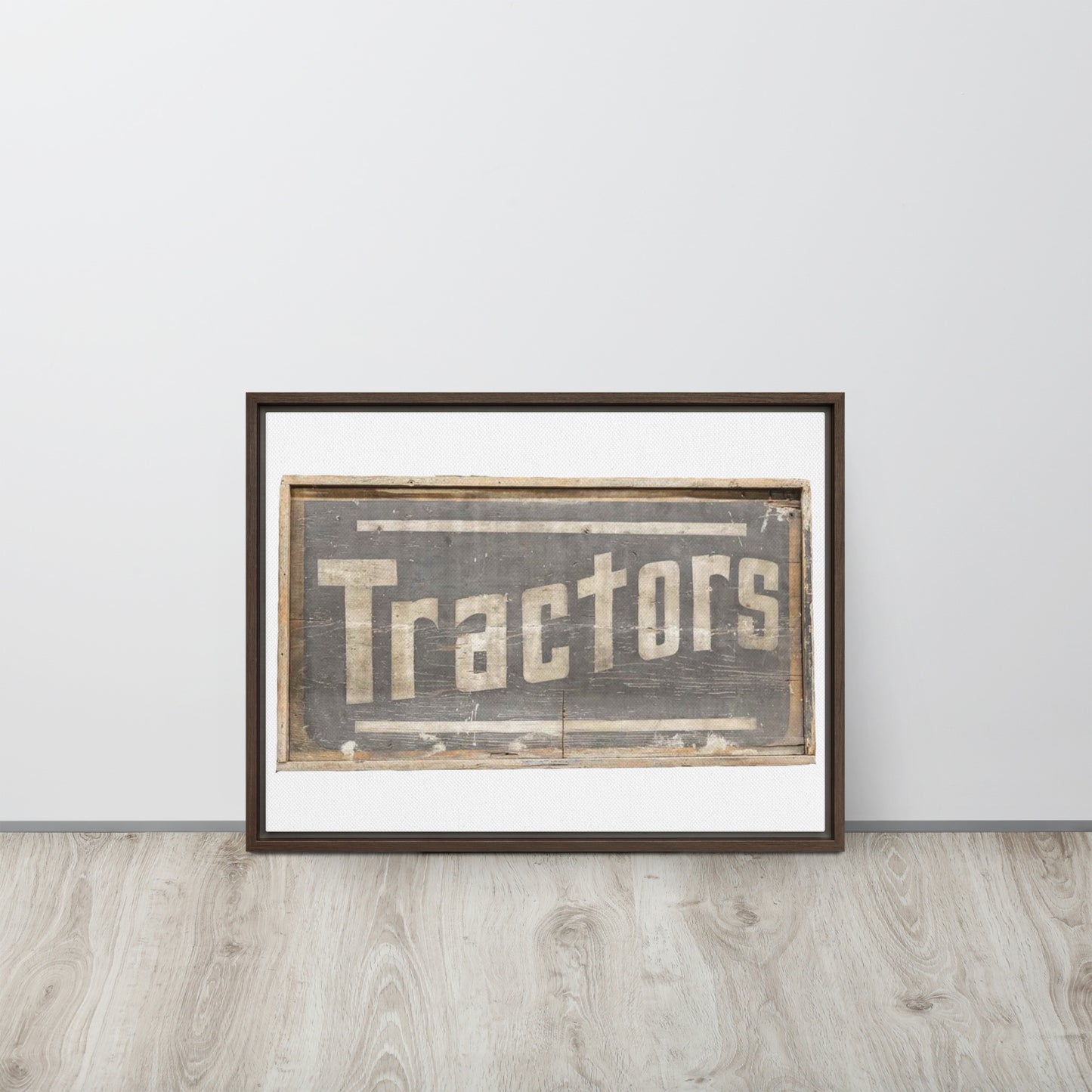 Retro Tractors Sign Wood Style Framed canvas