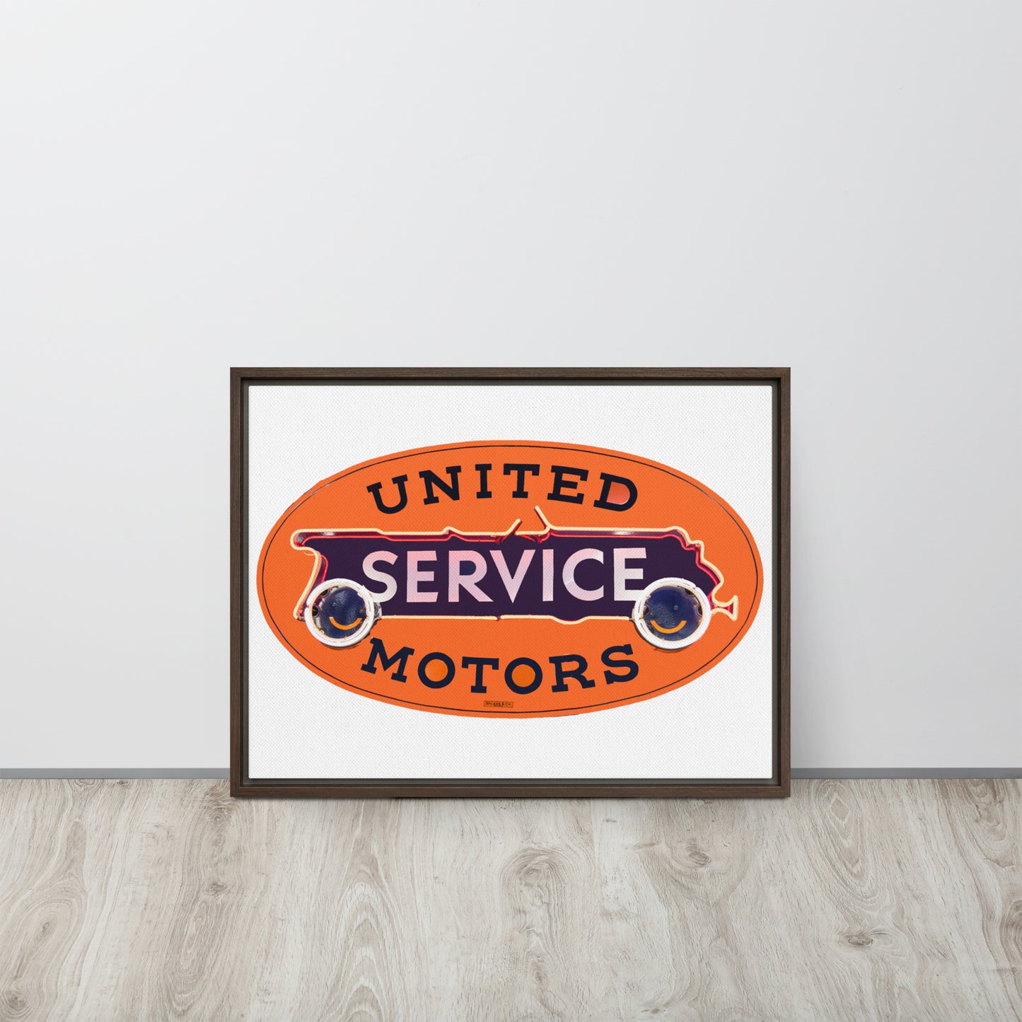 Vintage United Service Motor Neon Style Unlit Framed canvas