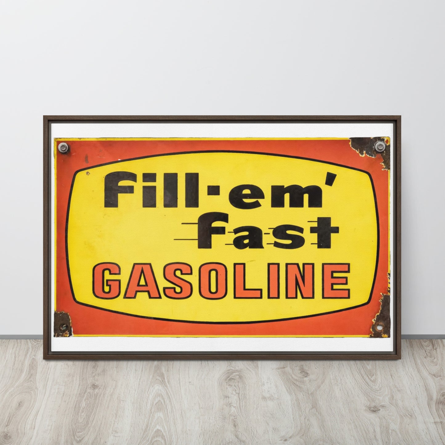 Vintage Gas Sign Patina Style Framed canvas