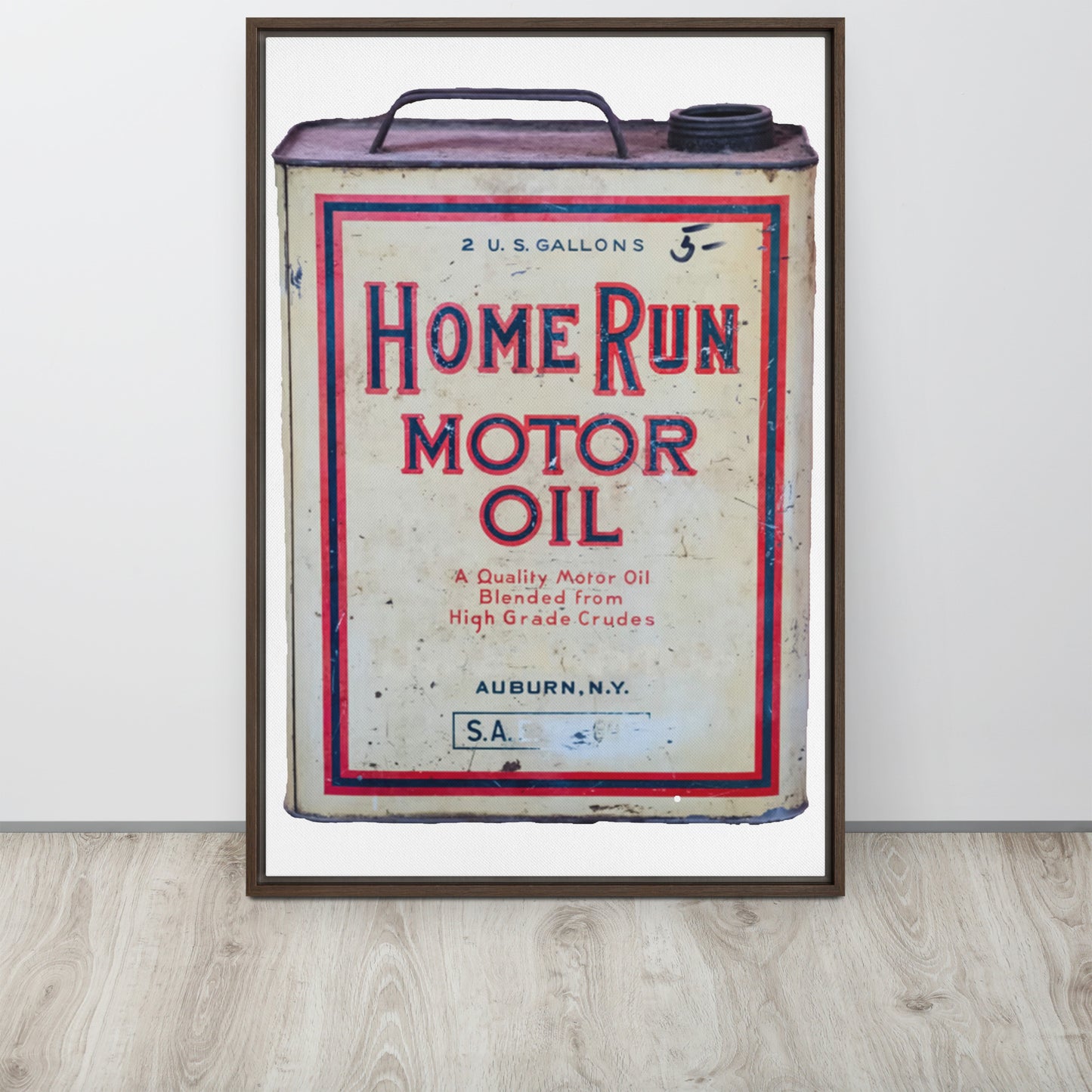 Vintage Home Run Oil Can Framed canvas