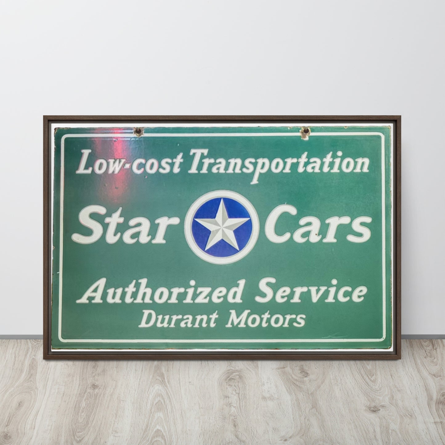 Retro Star Cars Porcelin Style Painted Framed canvas