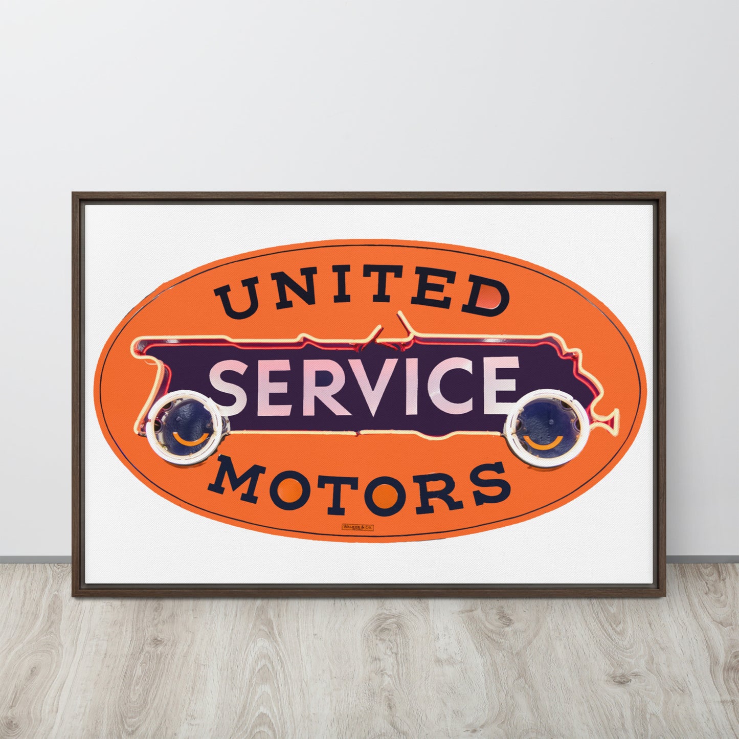 Vintage United Service Motor Neon Style Unlit Framed canvas