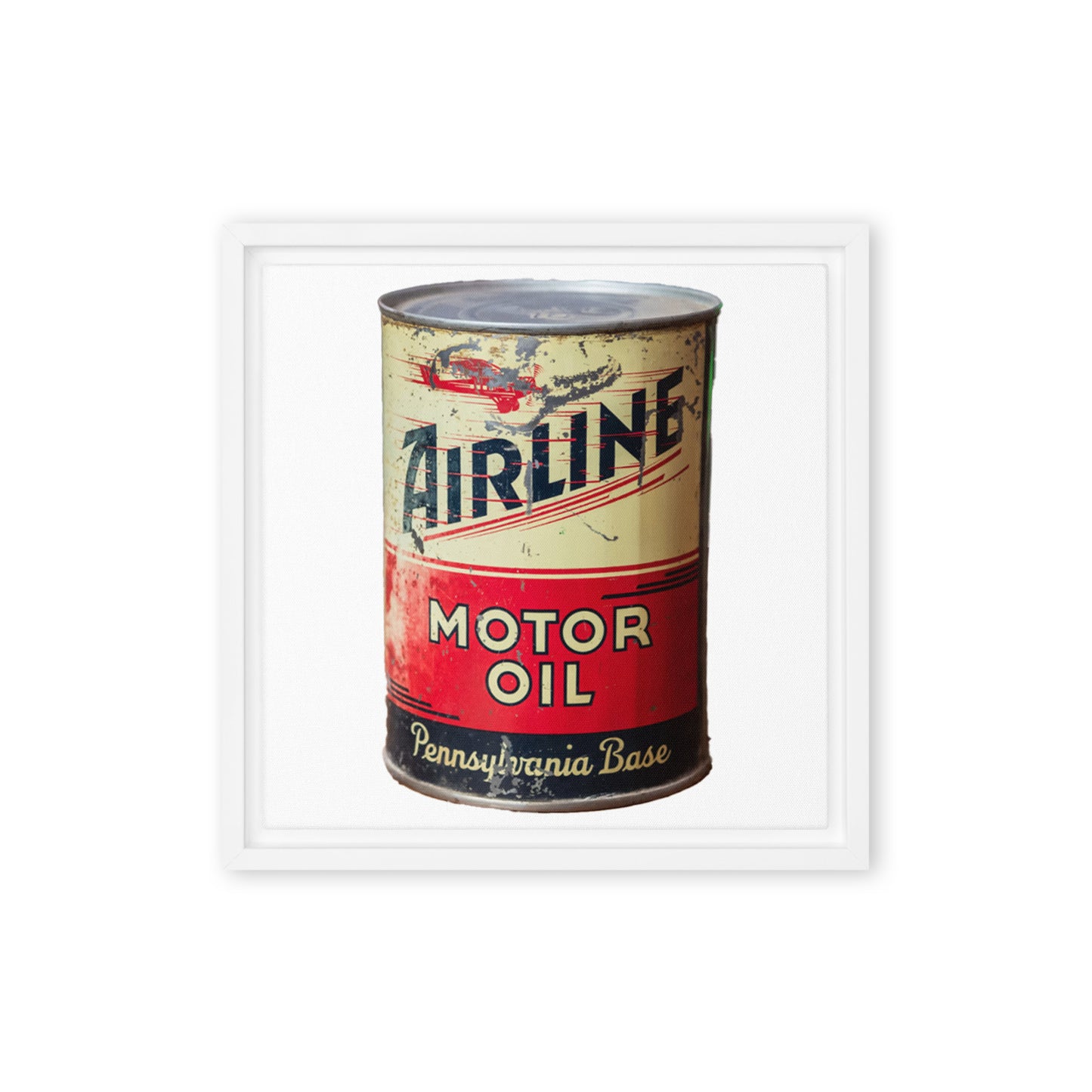 Aviation Oil Soup Can Style Framed canvas