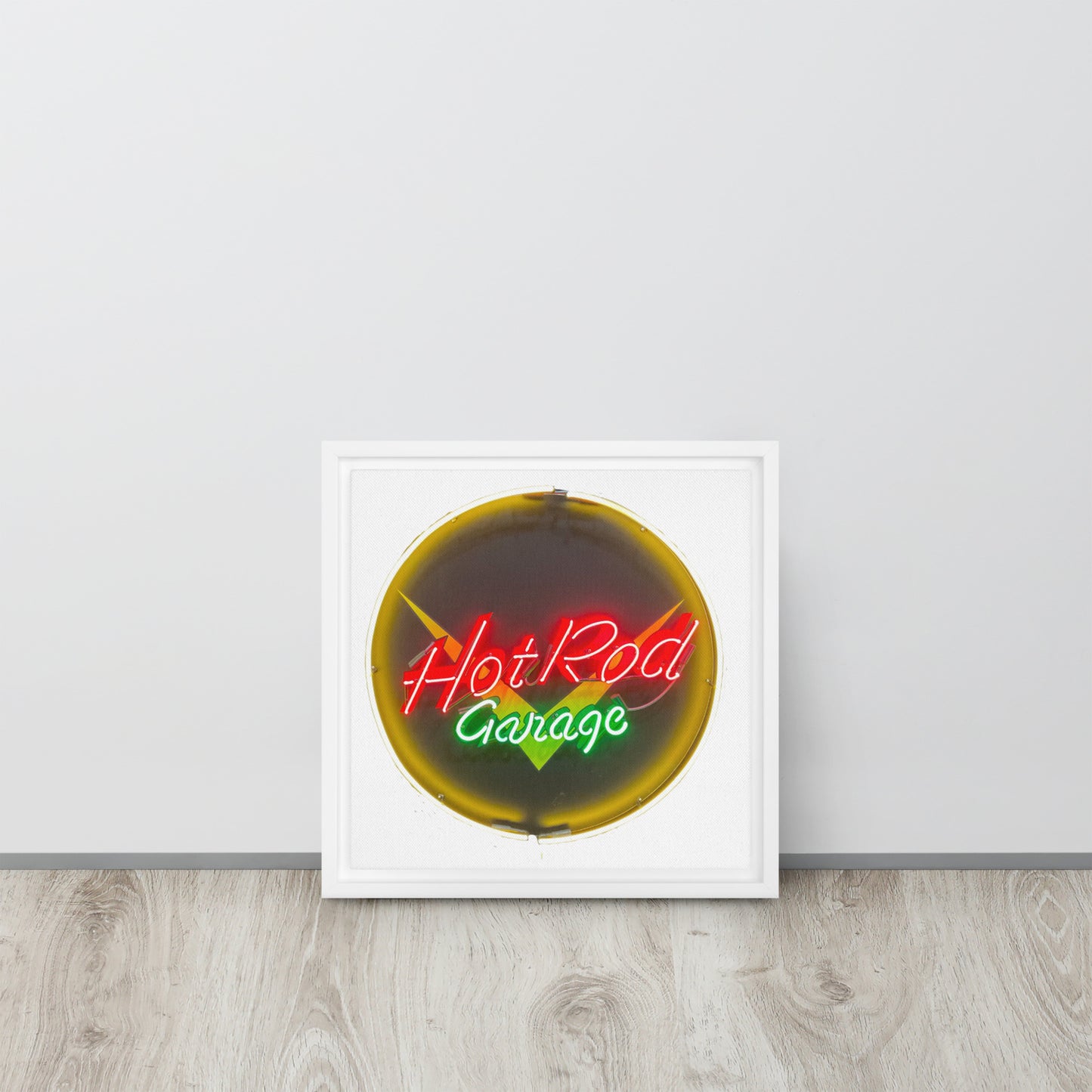 Hot Rod Garage Vintage Neon Sign Framed canvas