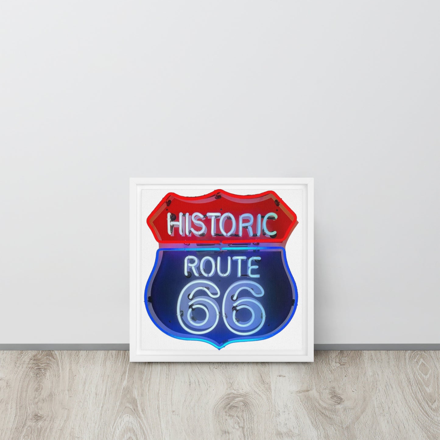 Vintage Route 66 Neon Style Framed canvas