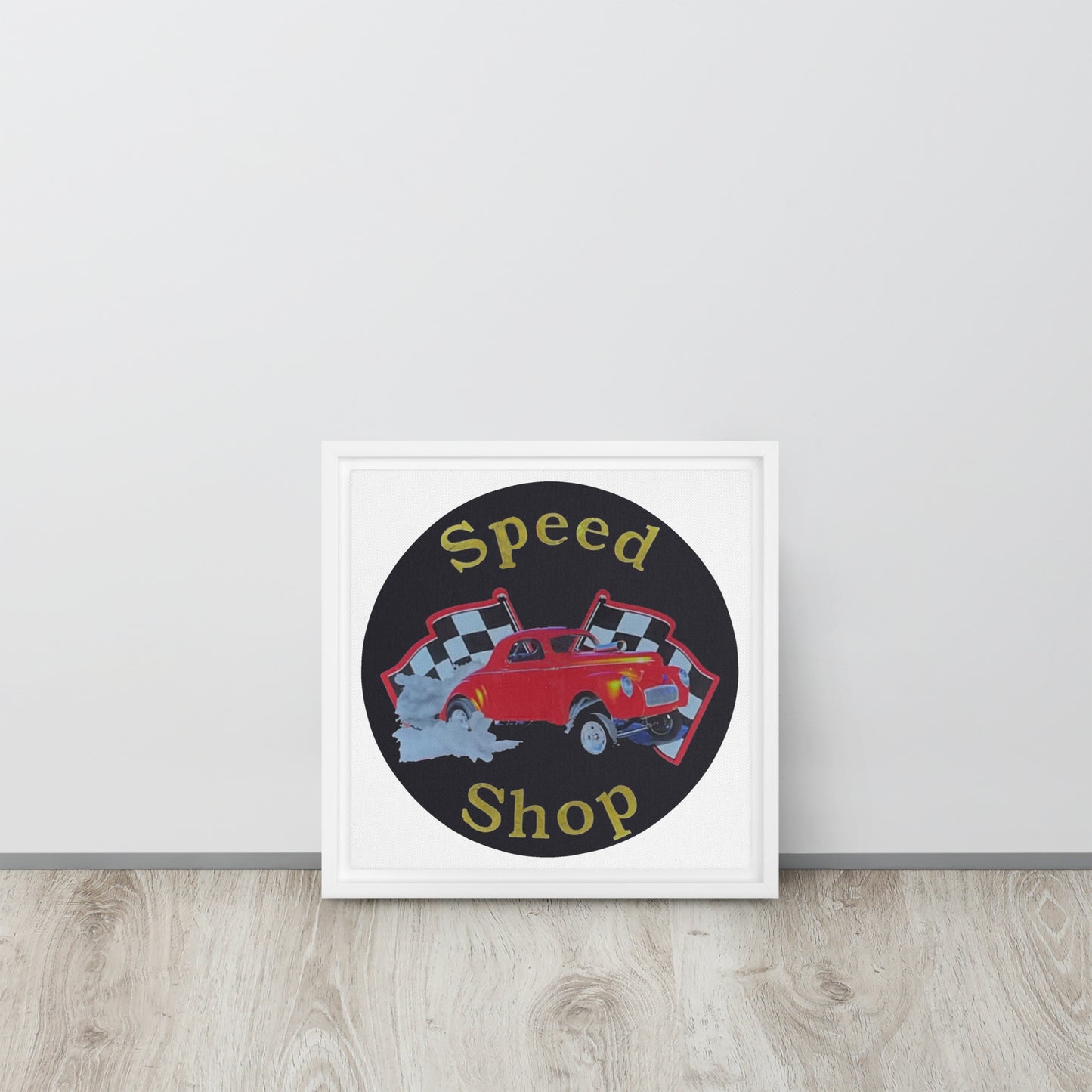 Retro Speed Shop Tin Style Framed canvas