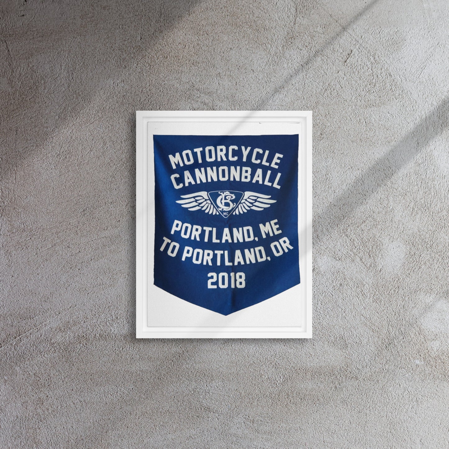 Cannonball Run MC Banner Style Framed canvas