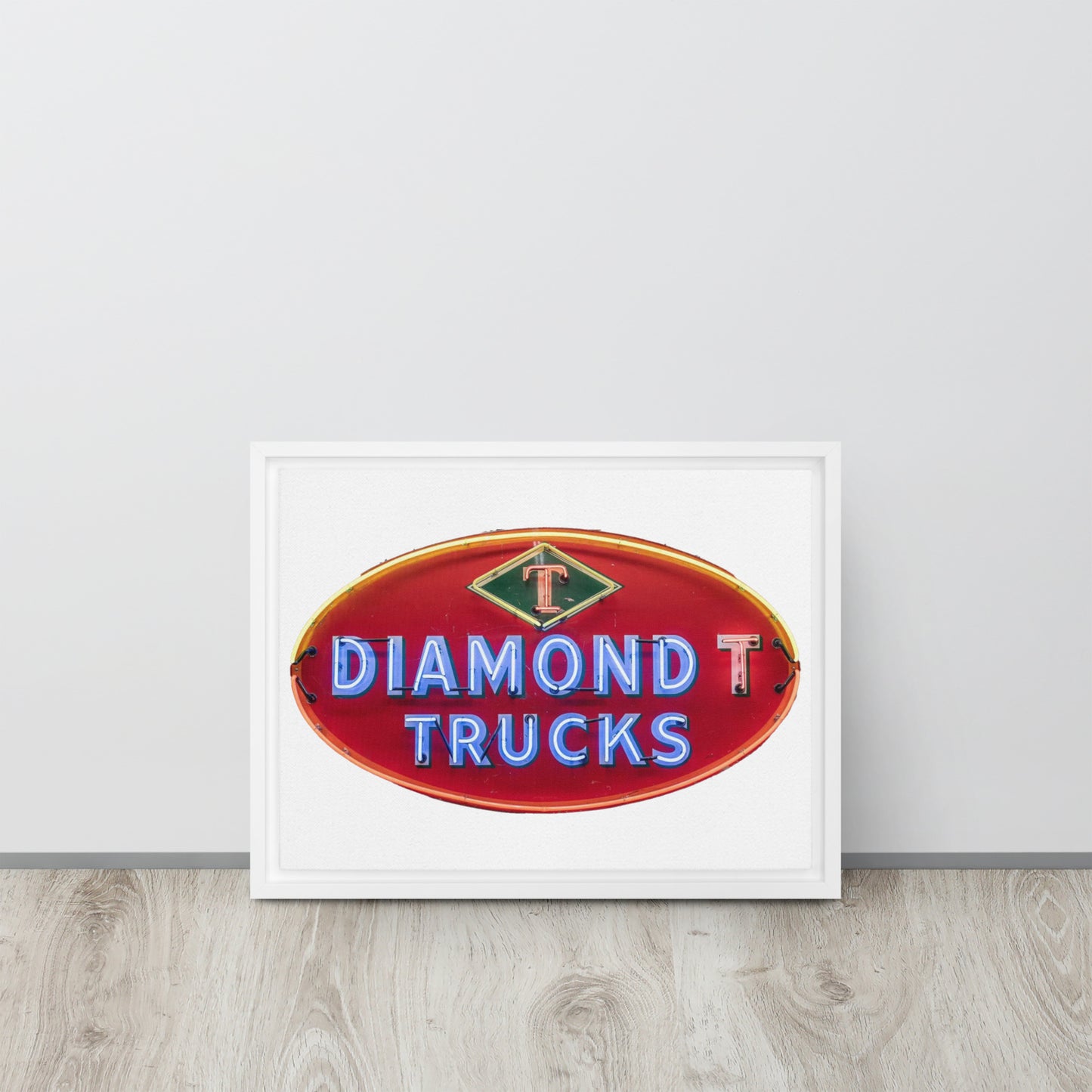 Diamond Trucks Retro Neon Sign Style Framed canvas