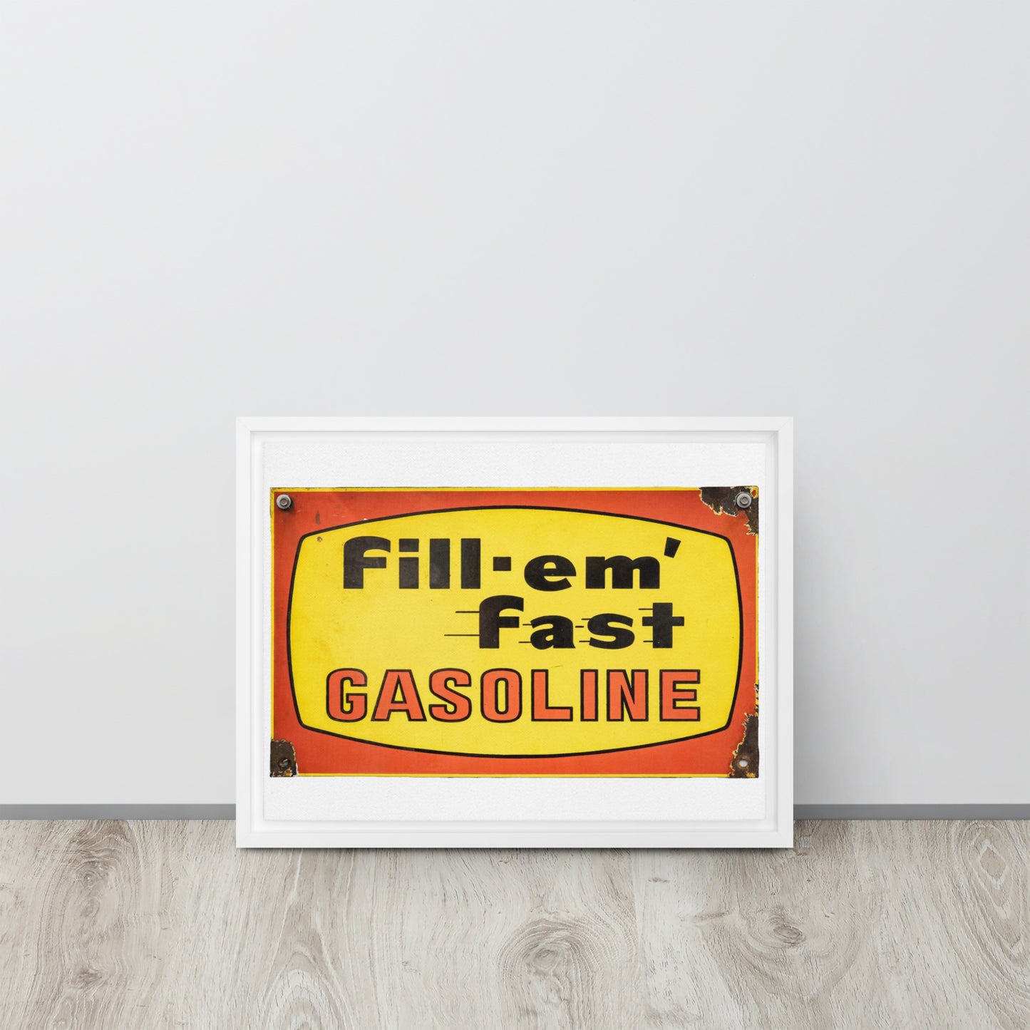 Vintage Gas Sign Patina Style Framed canvas