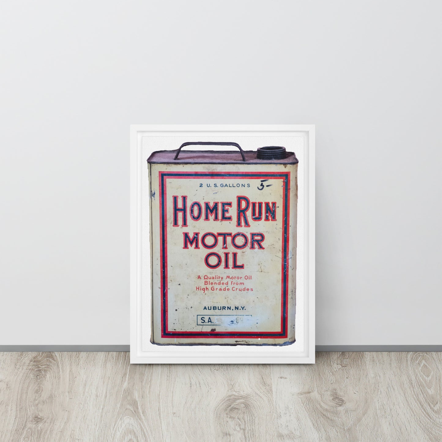 Vintage Home Run Oil Can Framed canvas