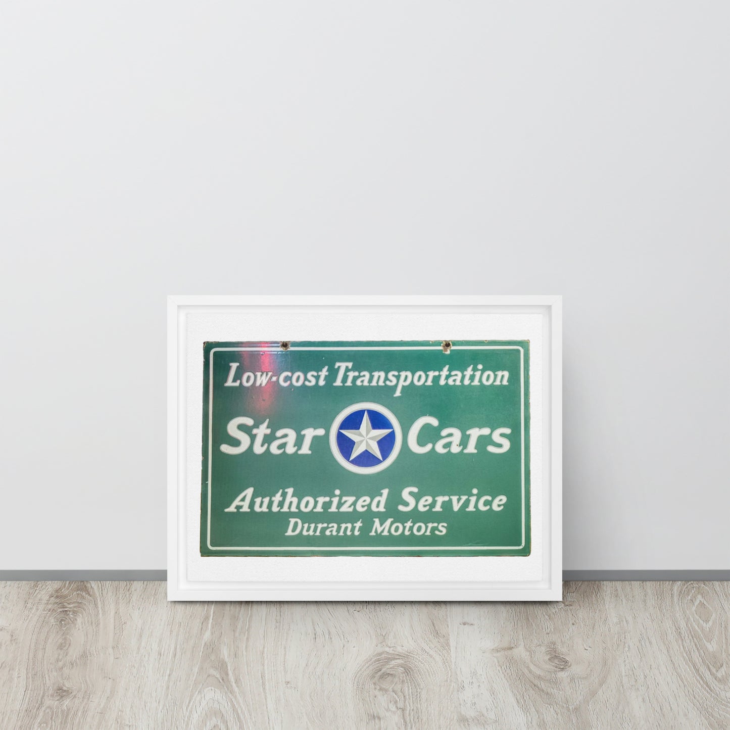 Retro Star Cars Porcelin Style Painted Framed canvas