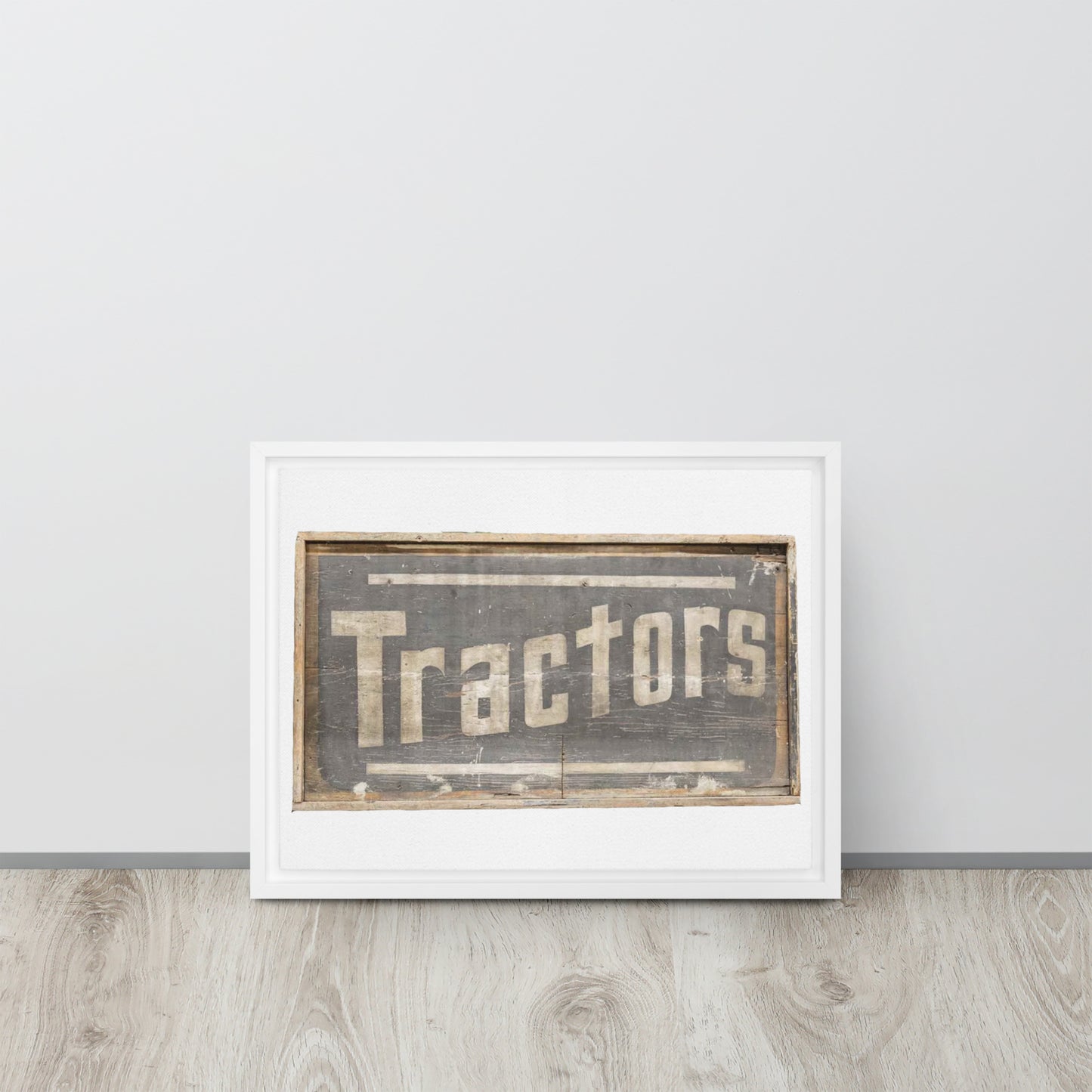 Retro Tractors Sign Wood Style Framed canvas