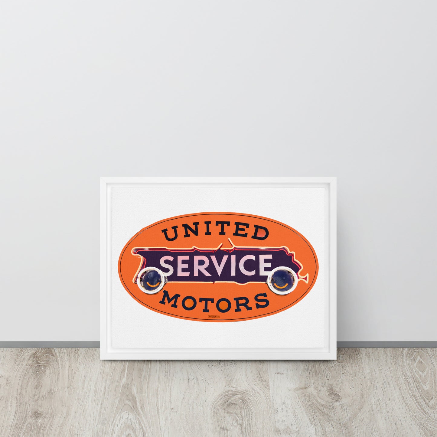 Vintage United Service Motor Neon Style Unlit Framed canvas