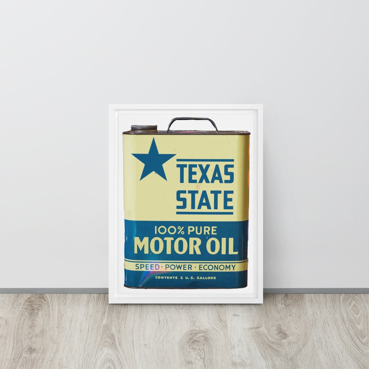 Vintage Texas Motor Oil Can Gallon Design Framed canvas