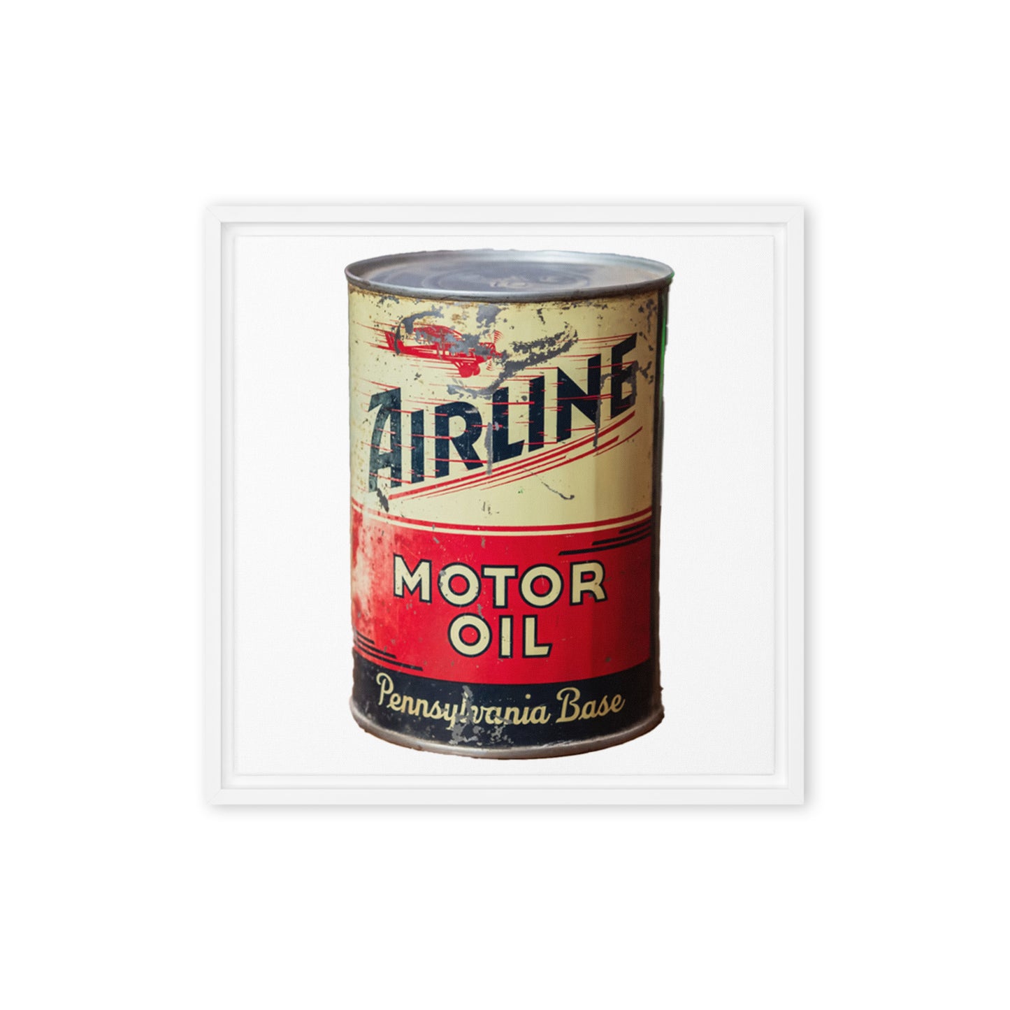 Aviation Oil Soup Can Style Framed canvas