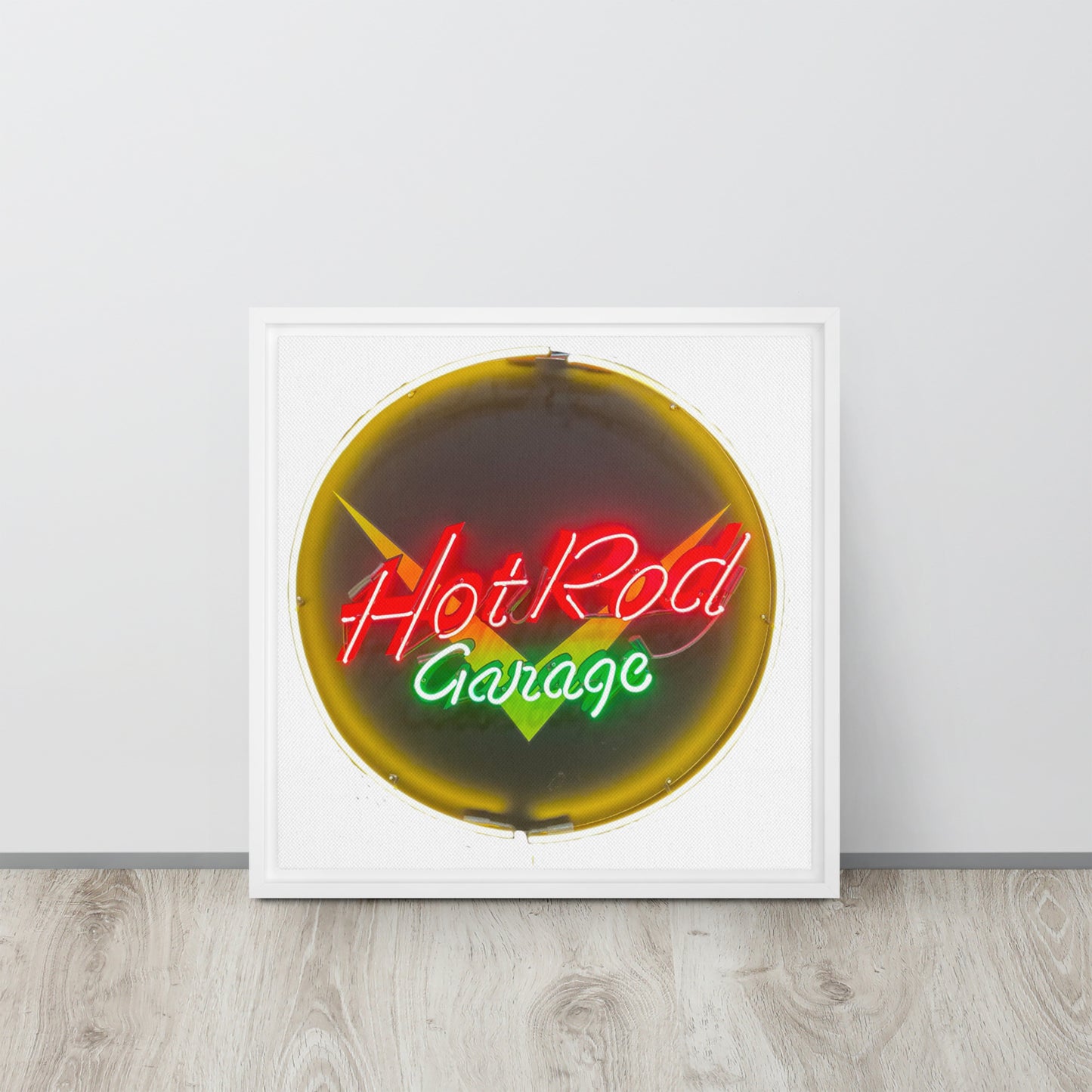 Hot Rod Garage Vintage Neon Sign Framed canvas