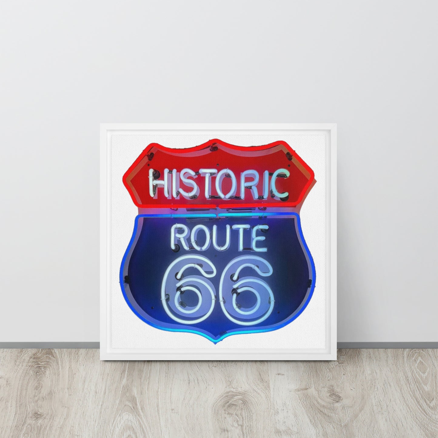 Vintage Route 66 Neon Style Framed canvas