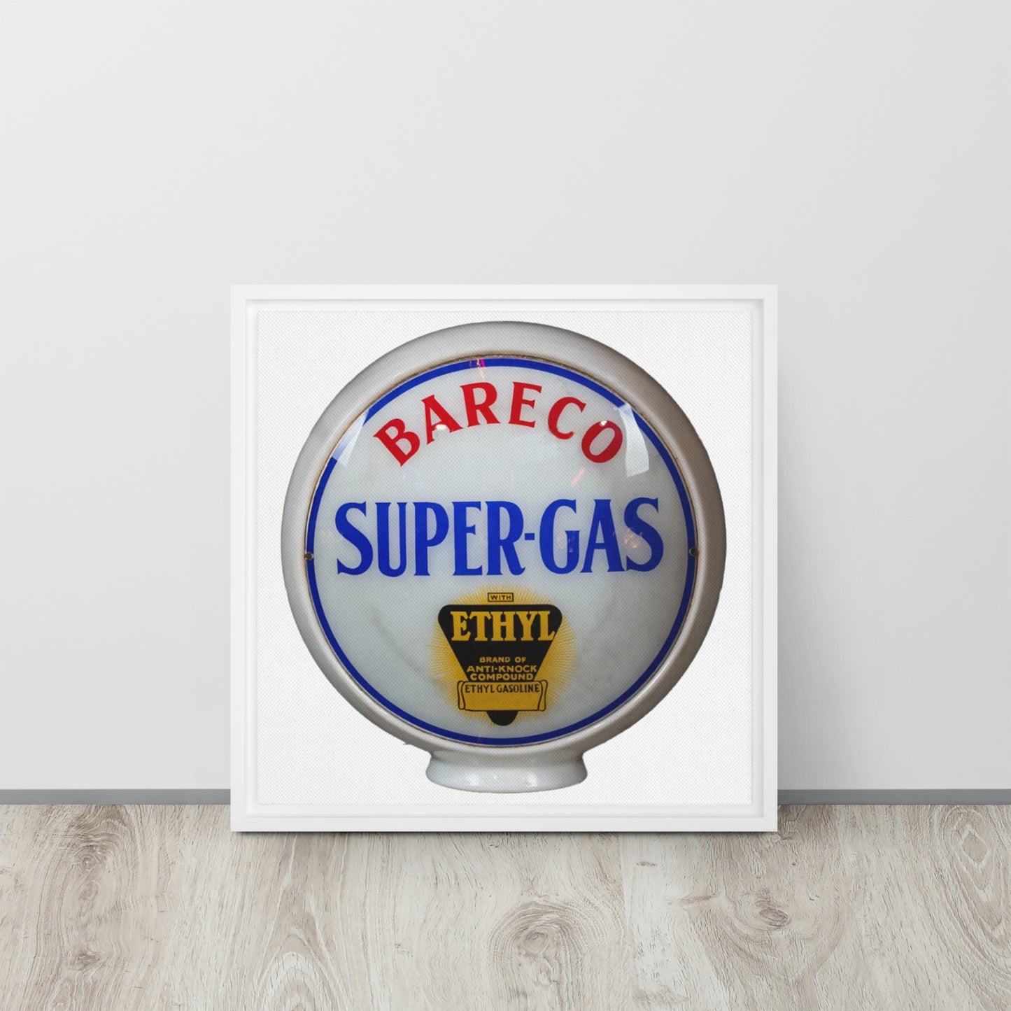 Retro Super Gas Globe Style Framed canvas