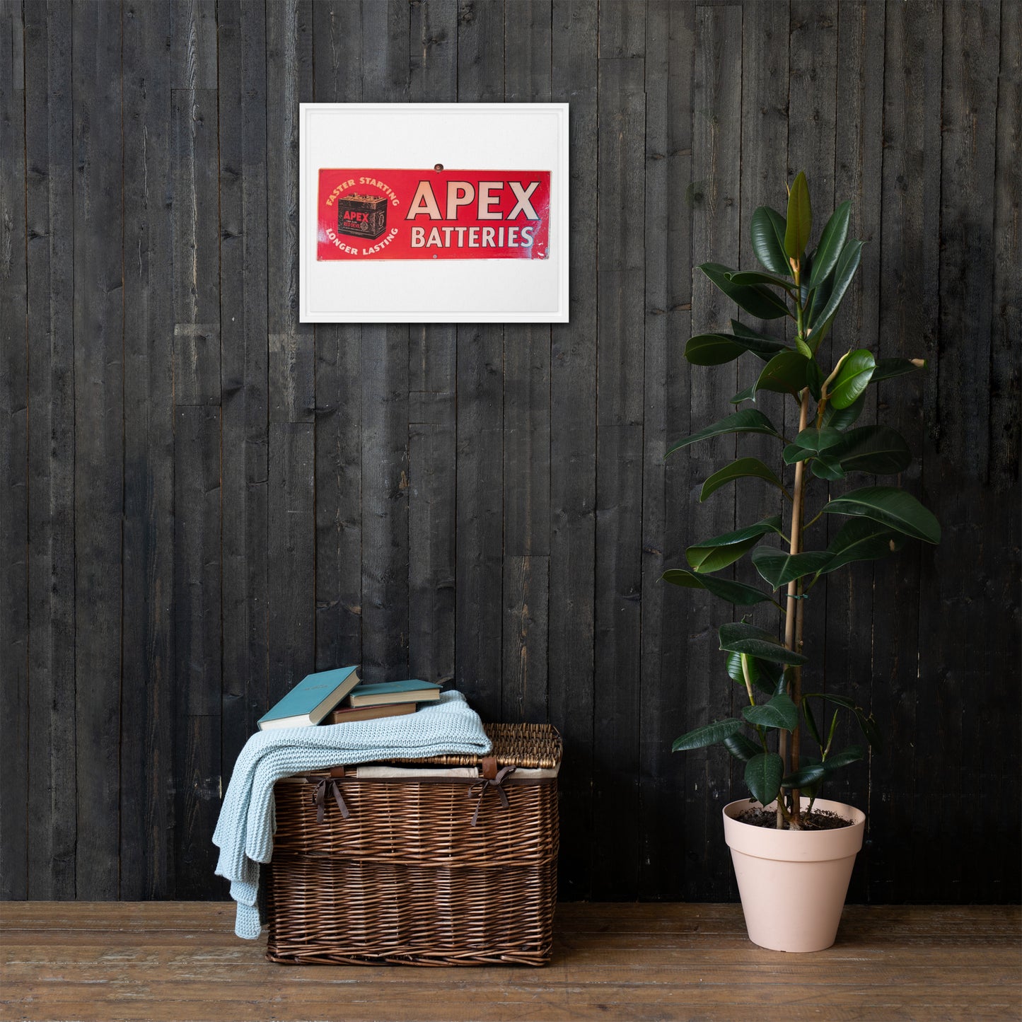 Apex Batteries Retro Tin Style Framed canvas