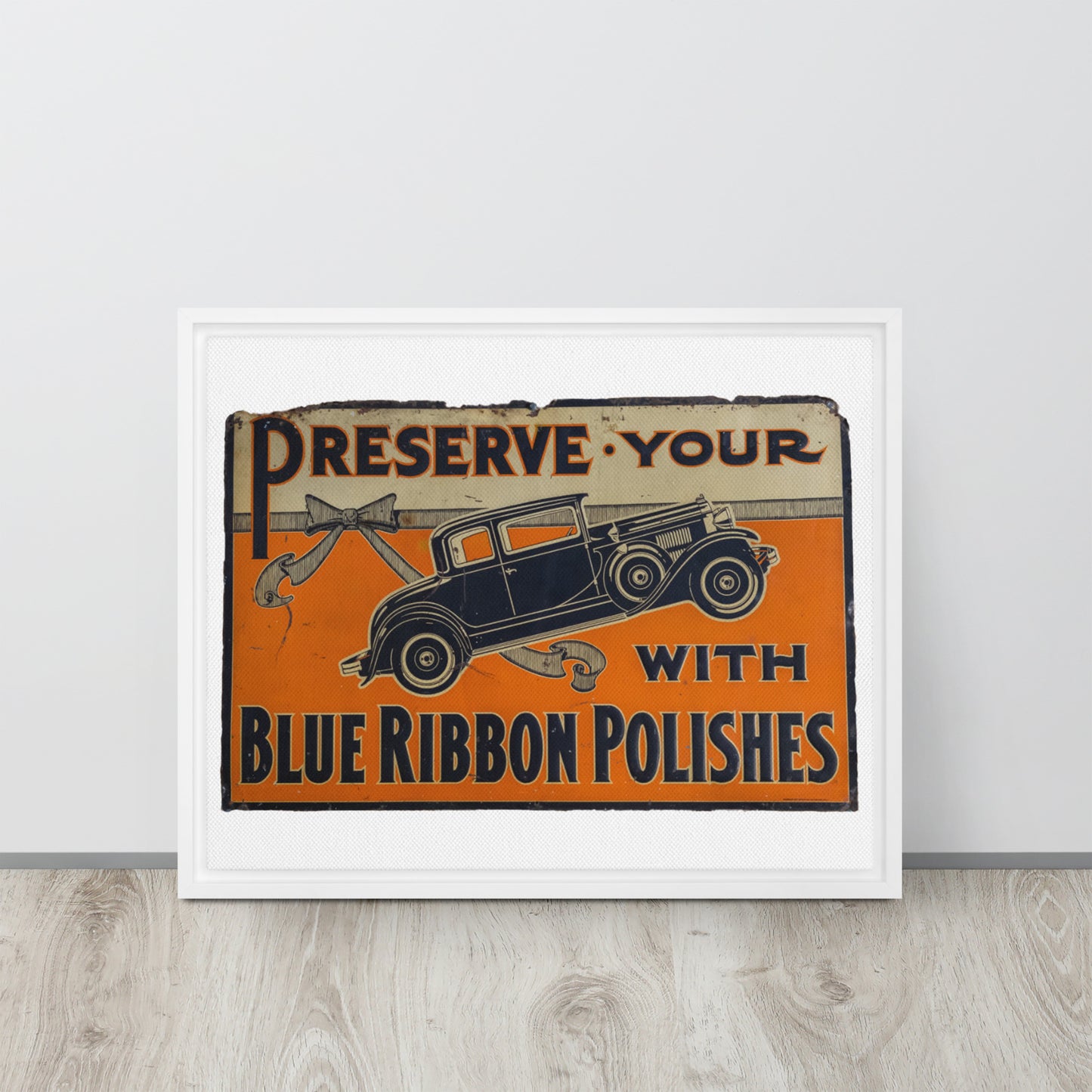 Blue Ribbon Patina Tin Style Framed canvas