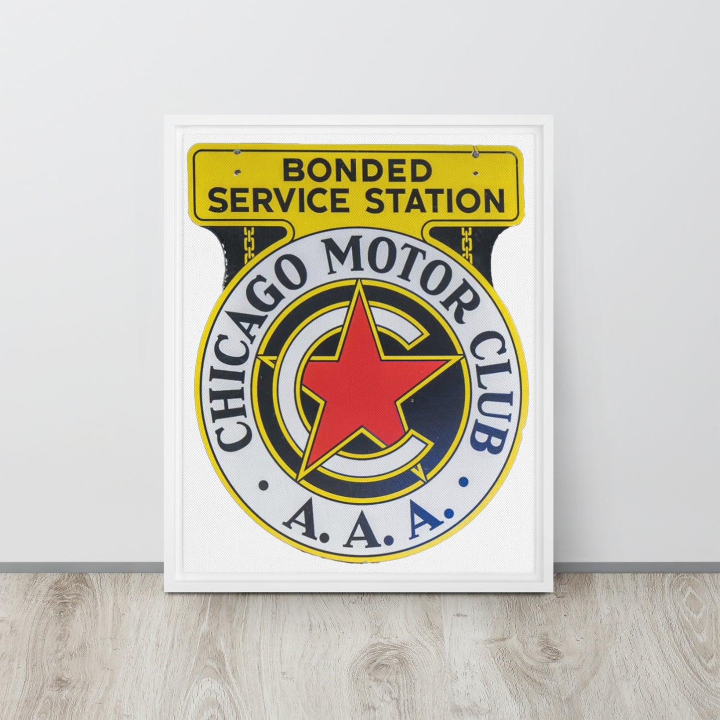 Chicago Motor Club Tin Style Framed canvas